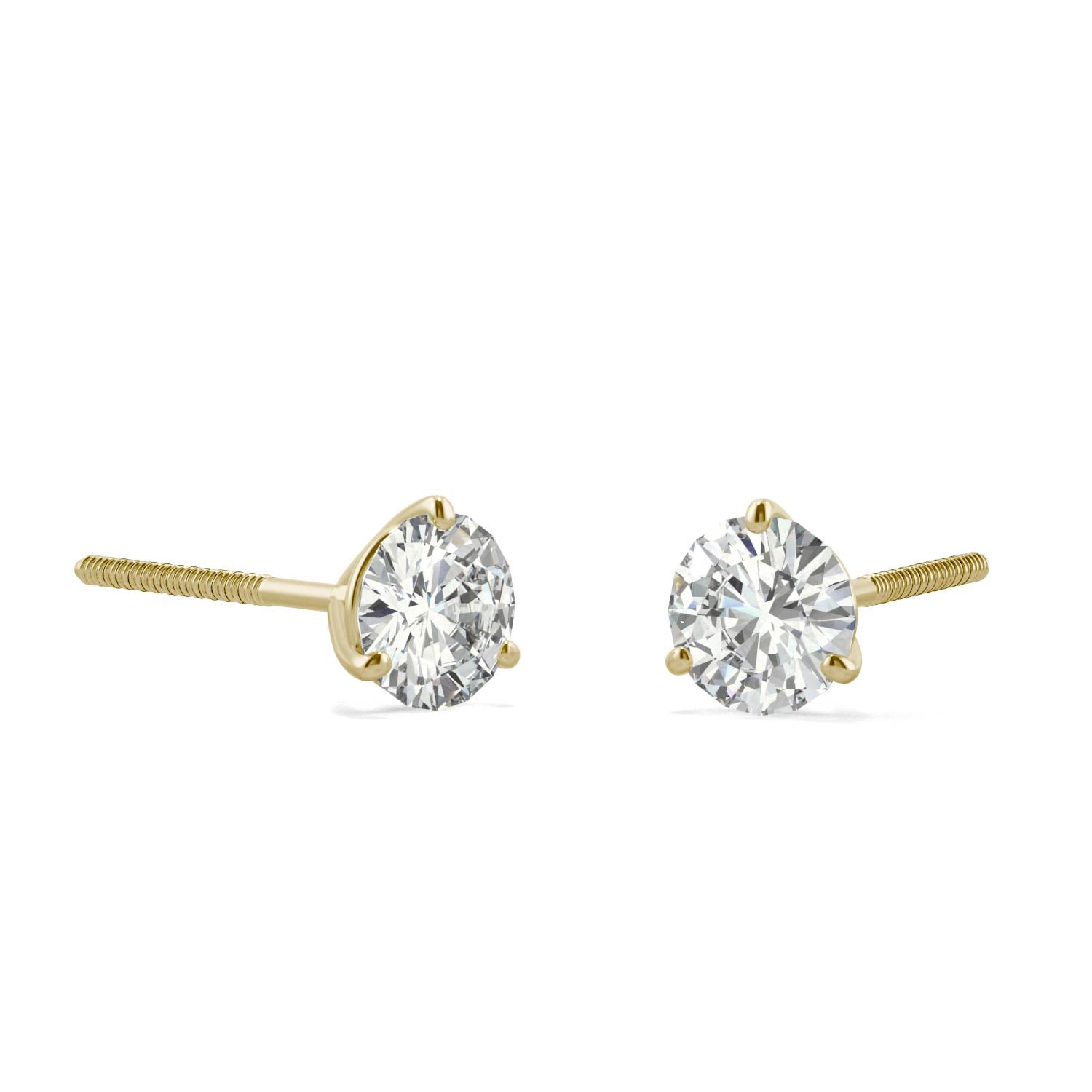 1.00 CTW DEW Round Forever One™ Moissanite Three Prong Martini Stud Earrings