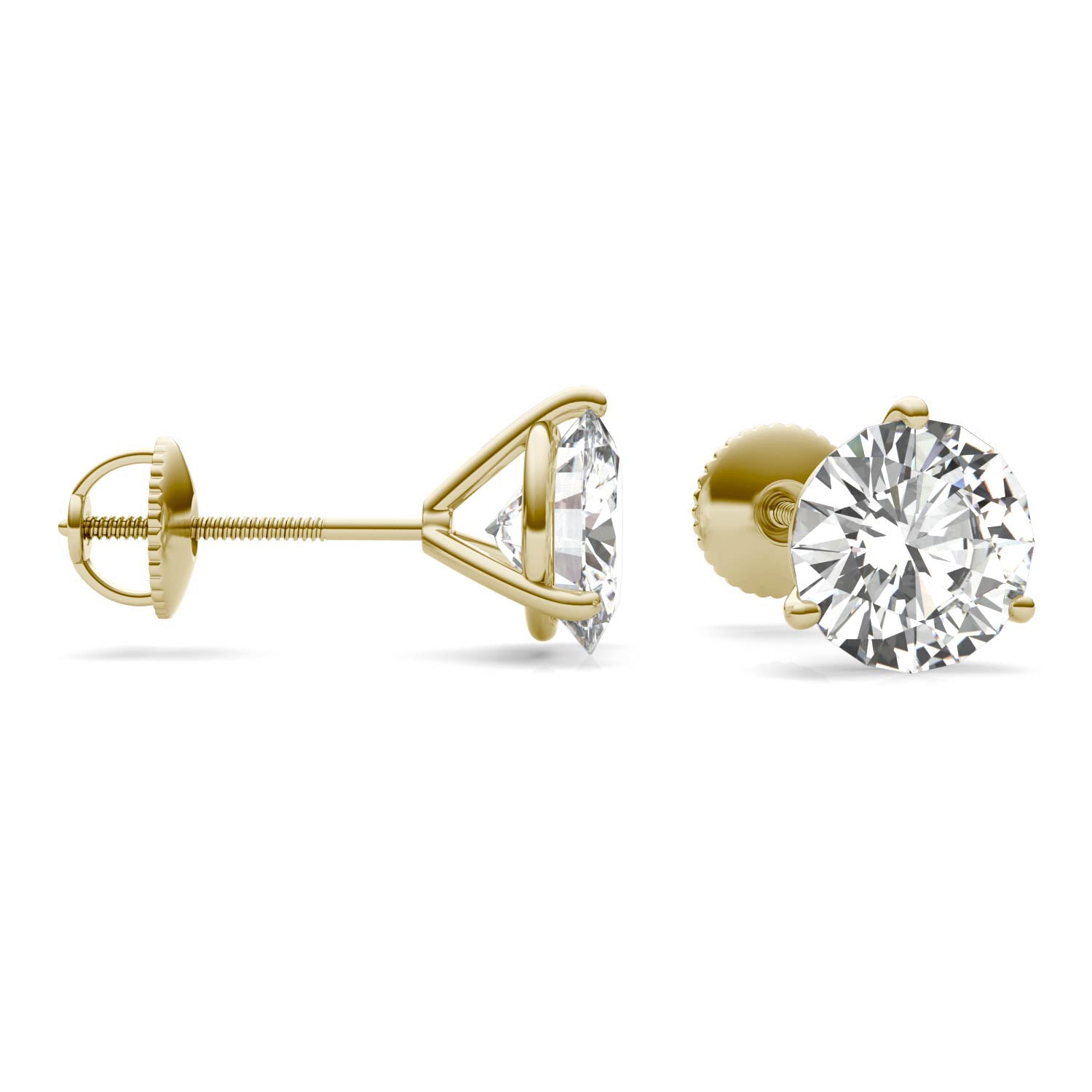 3.80 CTW DEW Round Forever One™ Moissanite Three Prong Martini Stud Earrings