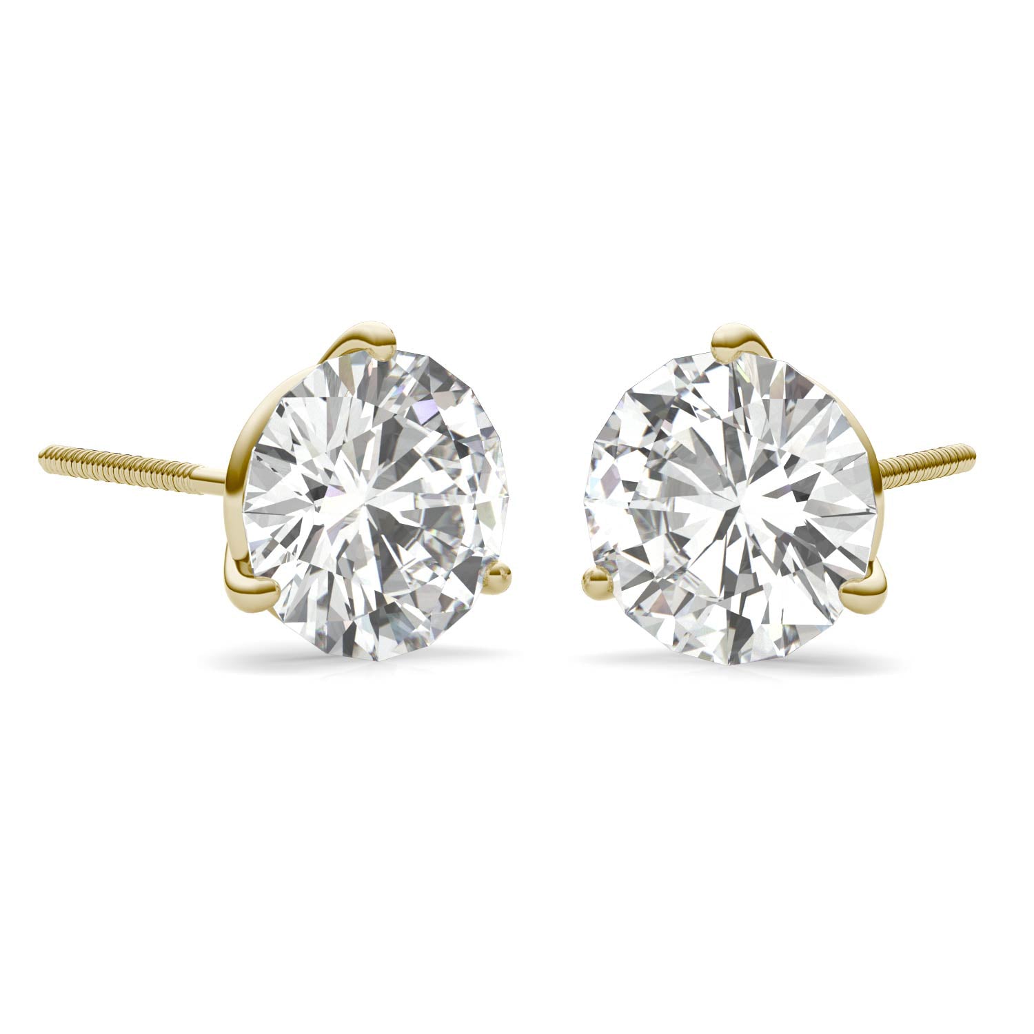 3.80 CTW DEW Round Forever One™ Moissanite Three Prong Martini Stud Earrings