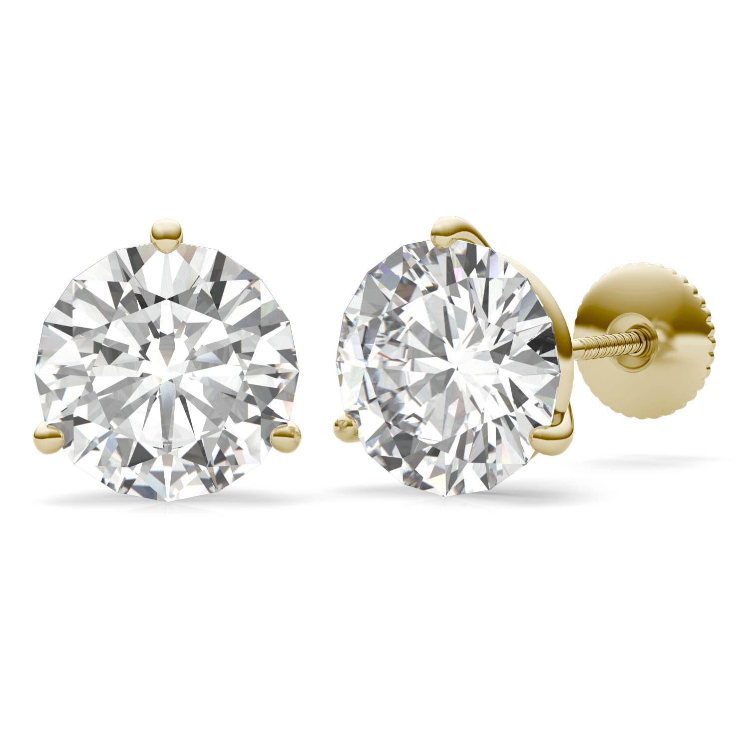 5.40 CTW DEW Round Forever One™ Moissanite Three Prong Martini Stud Earrings