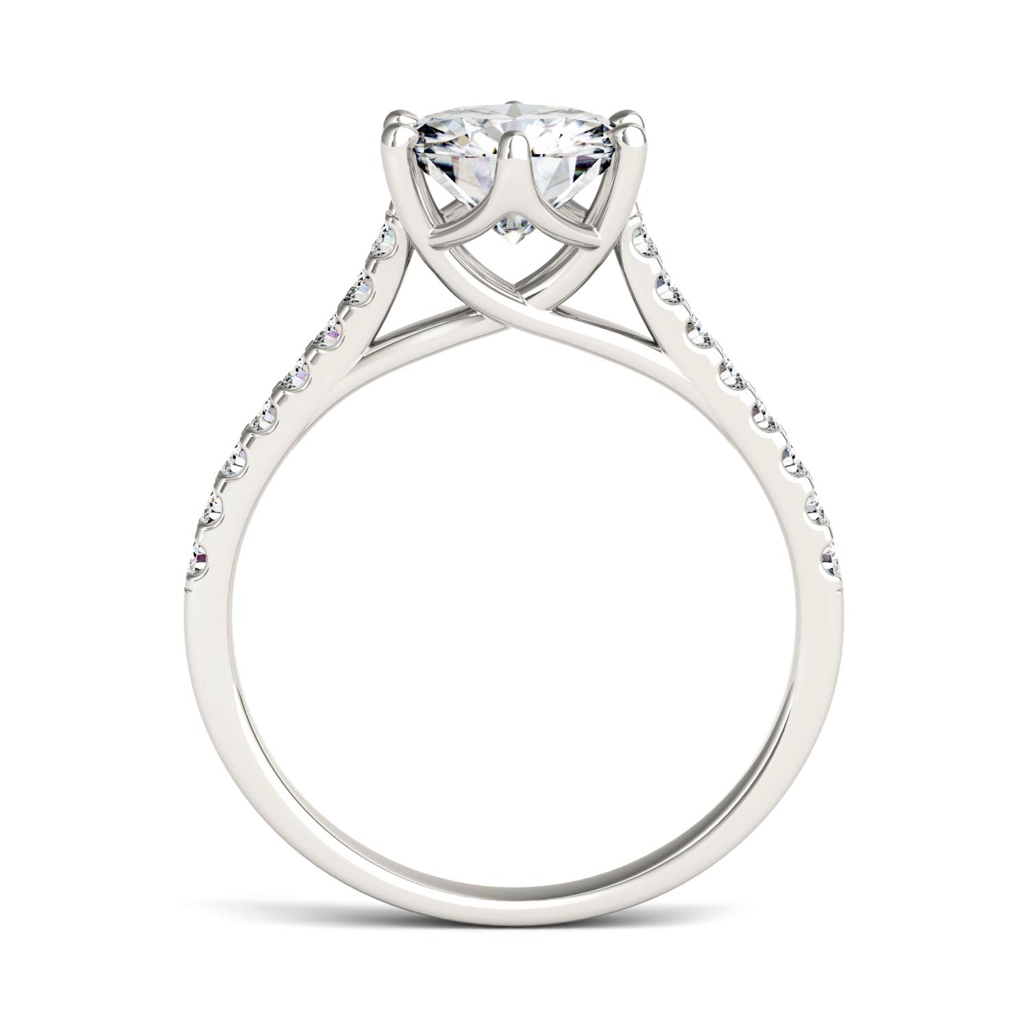 1.74 CTW DEW Round Forever One™ Moissanite Solitaire with Side Accents Ring