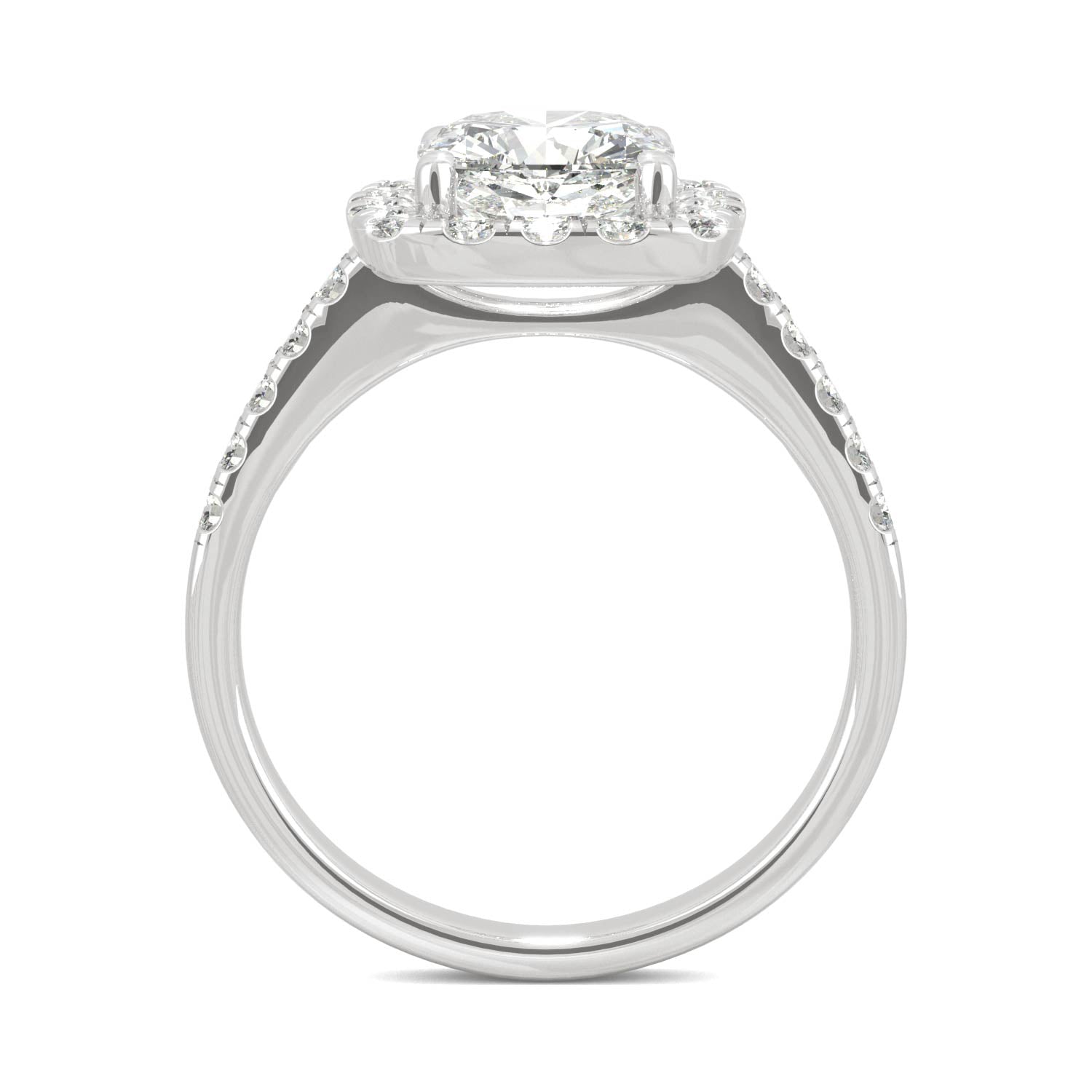 2.59 CTW DEW Cushion Forever One™ Moissanite Halo Engagement Ring