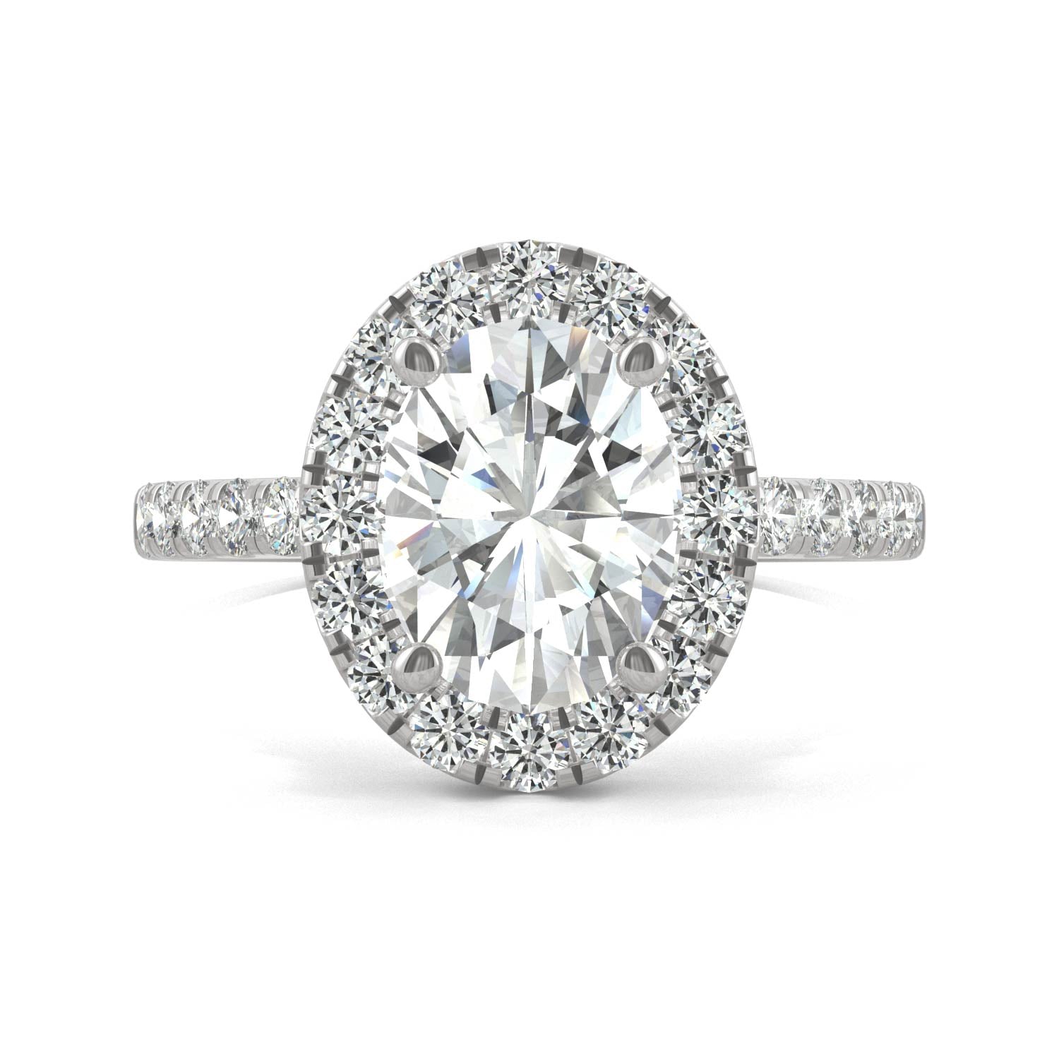 2.69 CTW DEW Oval Forever One™ Moissanite Halo Engagement Ring