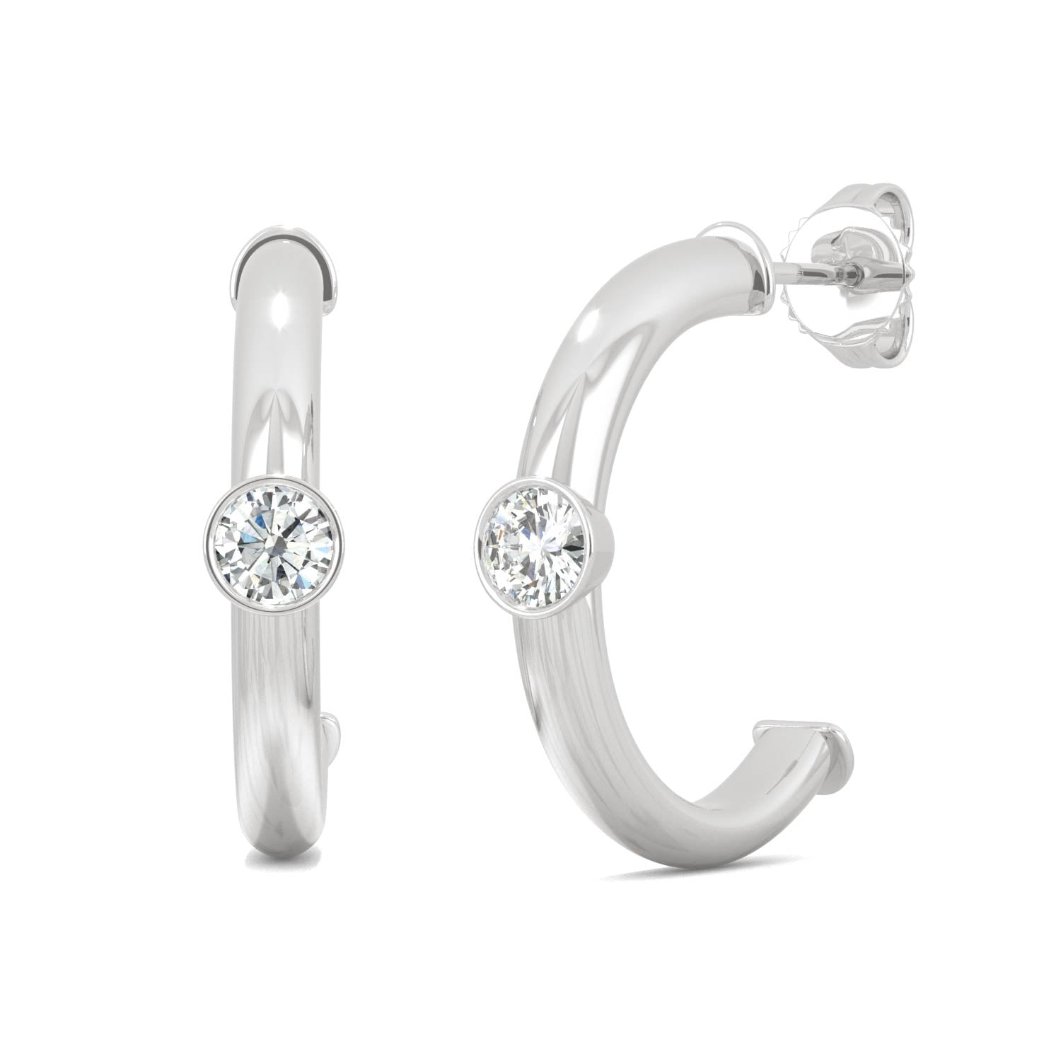 0.32 CTW DEW Round Forever Bright™ Moissanite Bezel Jhoop Earrings