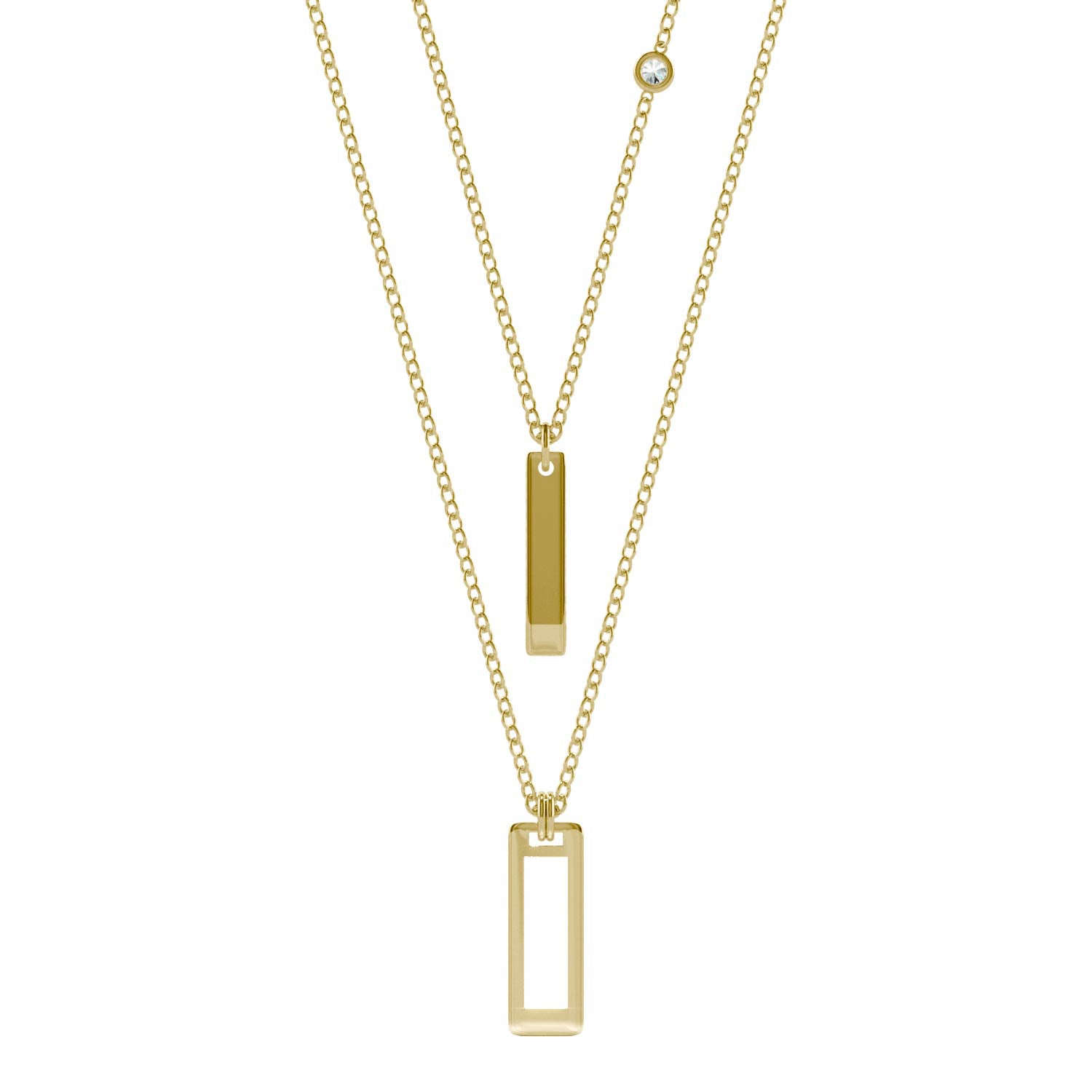Round Forever One™ Moissanite Ouro Collection Layered Rectangle Drop Necklace