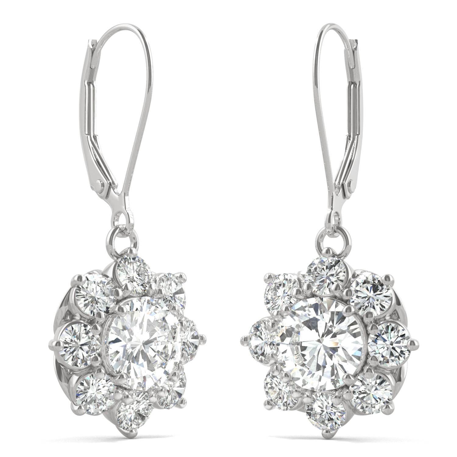 3.72 CTW DEW Round Forever One™ Moissanite Signature Cluster Halo Earrings