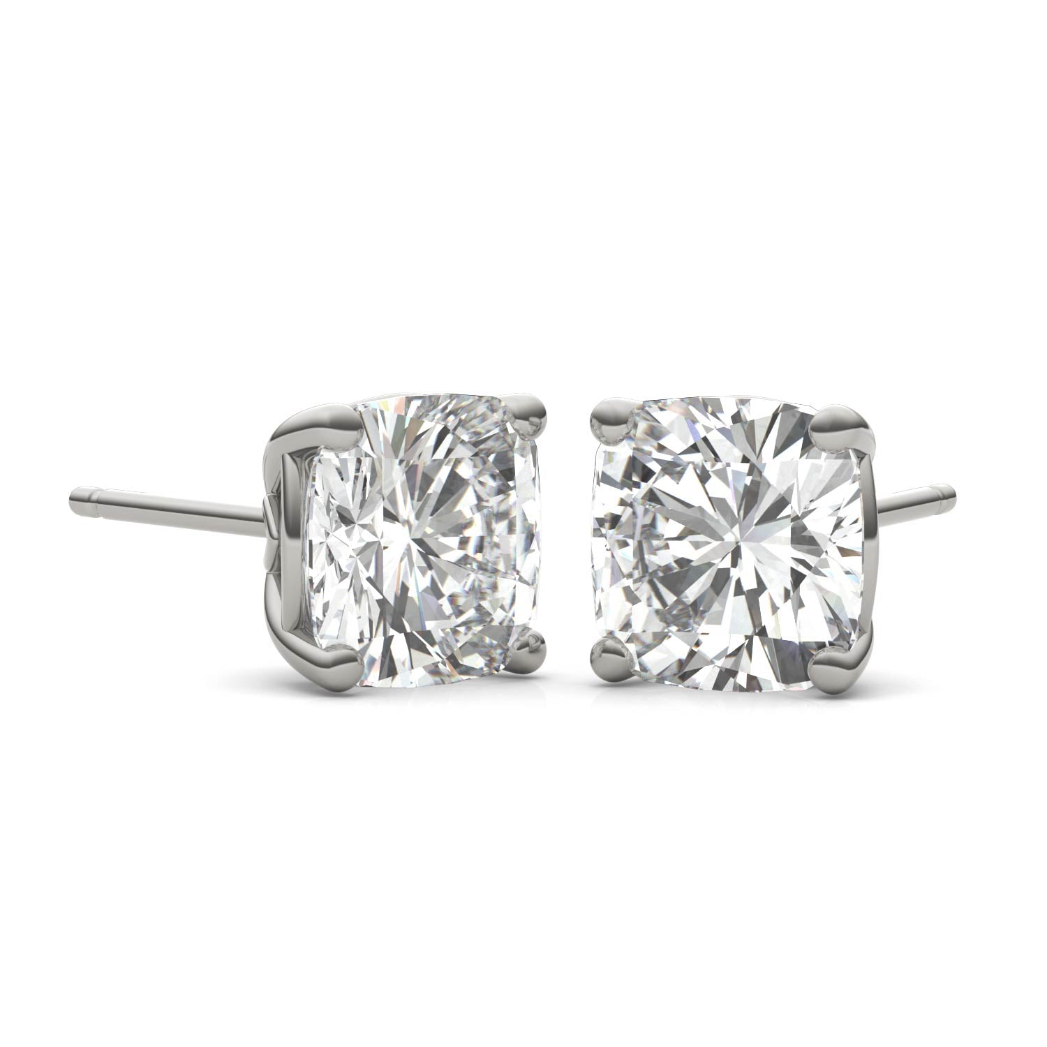 4.57 CTW DEW Cushion Forever One™ Moissanite Signature Basket Moissanite Stud Earrings