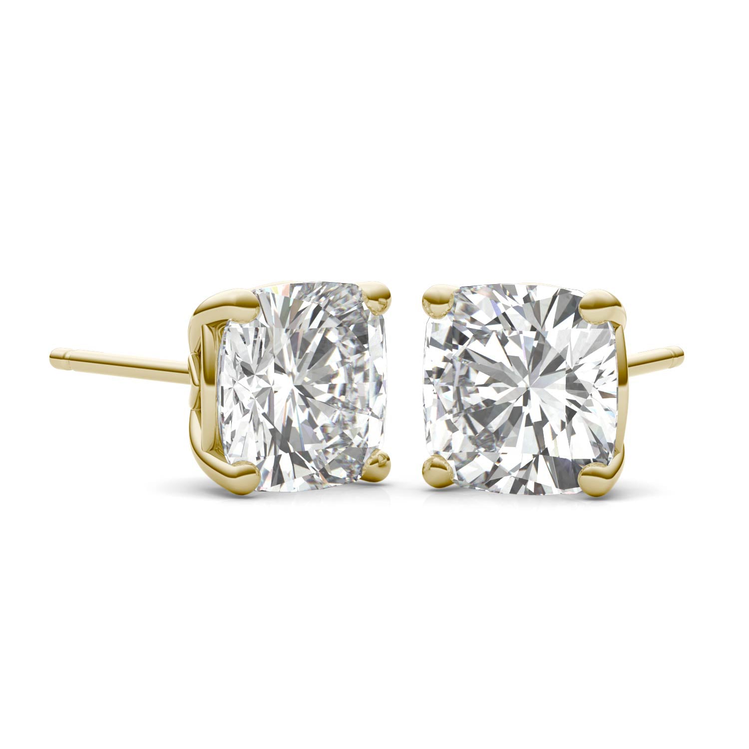 4.57 CTW DEW Cushion Forever One™ Moissanite Signature Basket Moissanite Stud Earrings