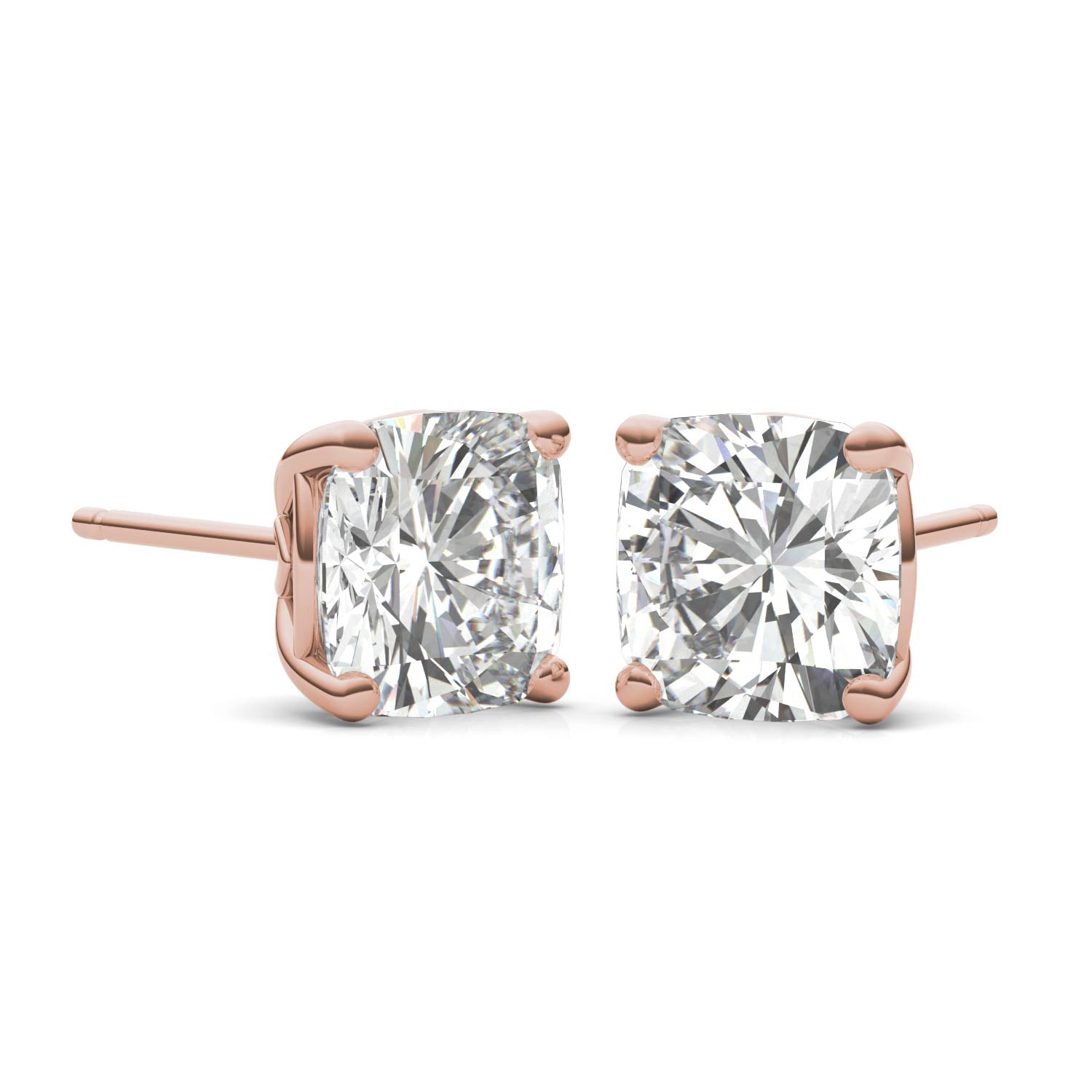 4.57 CTW DEW Cushion Forever One™ Moissanite Signature Basket Moissanite Stud Earrings