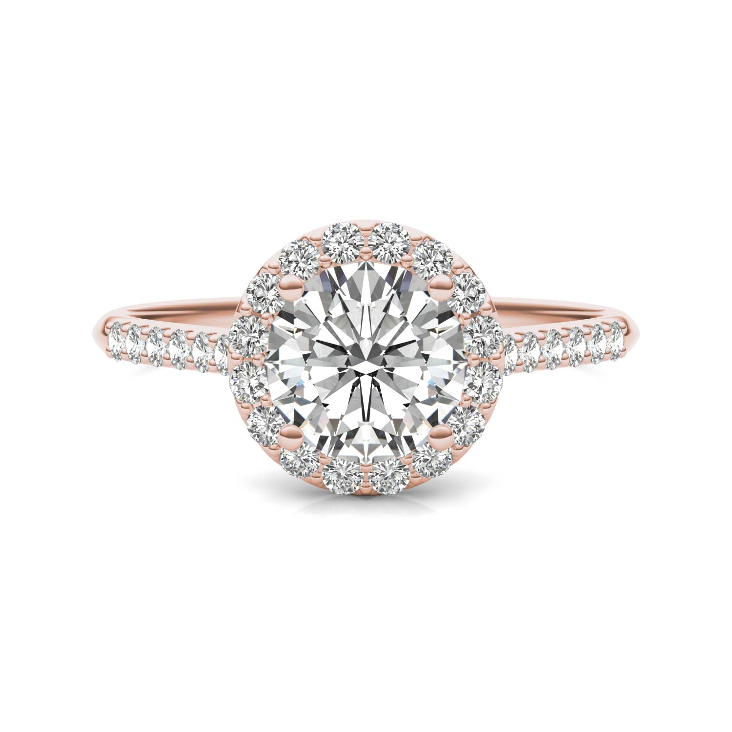 1.33 CTW DEW Round Forever One™ Moissanite Signature Halo with Side Accents Engagement Ring