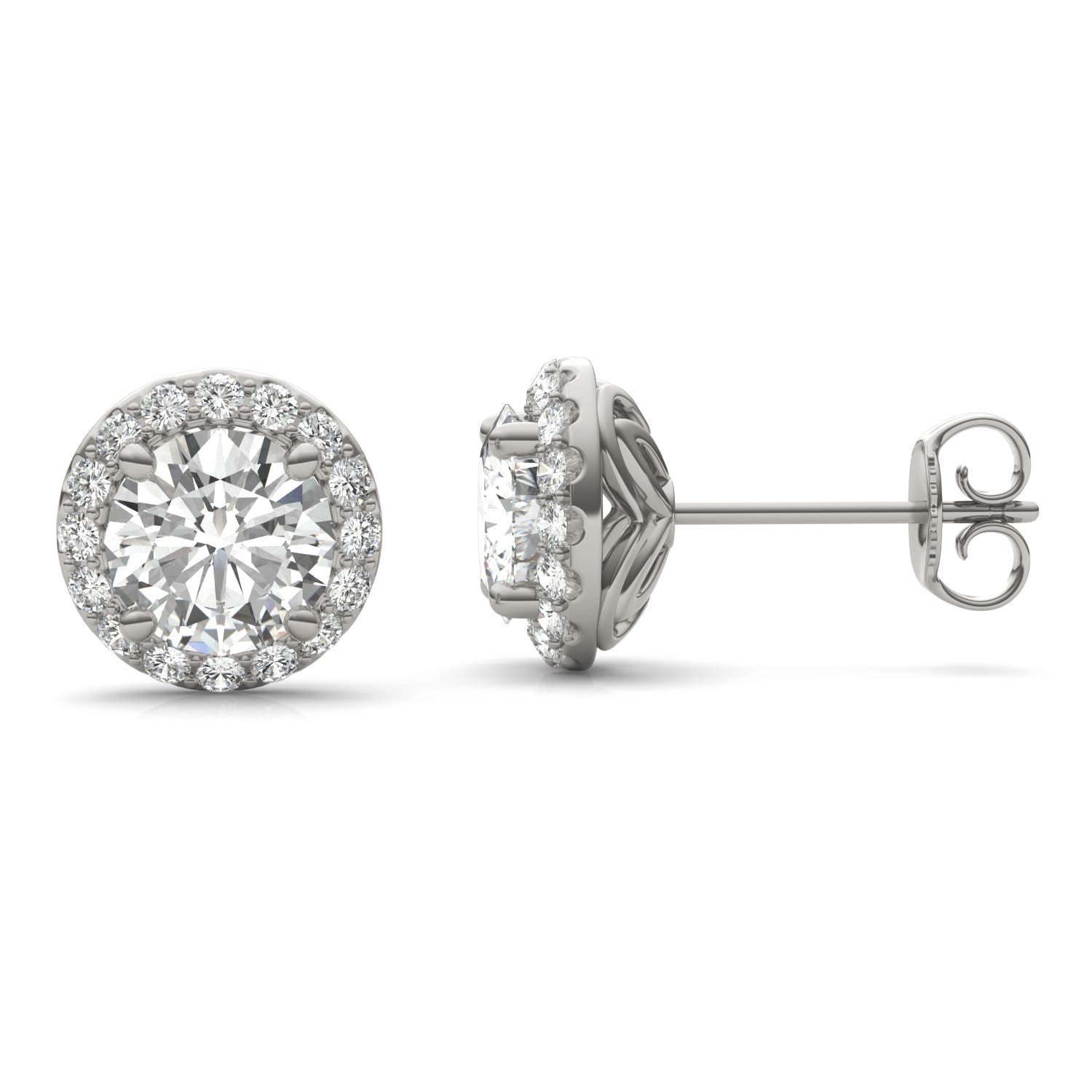 2.40 CTW DEW Round Forever One™ Signature Moissanite Halo Earrings