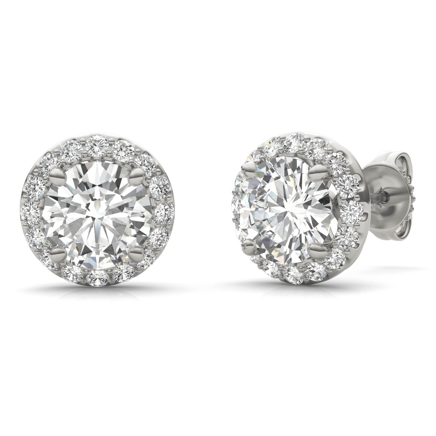 2.40 CTW DEW Round Forever One™ Signature Moissanite Halo Earrings