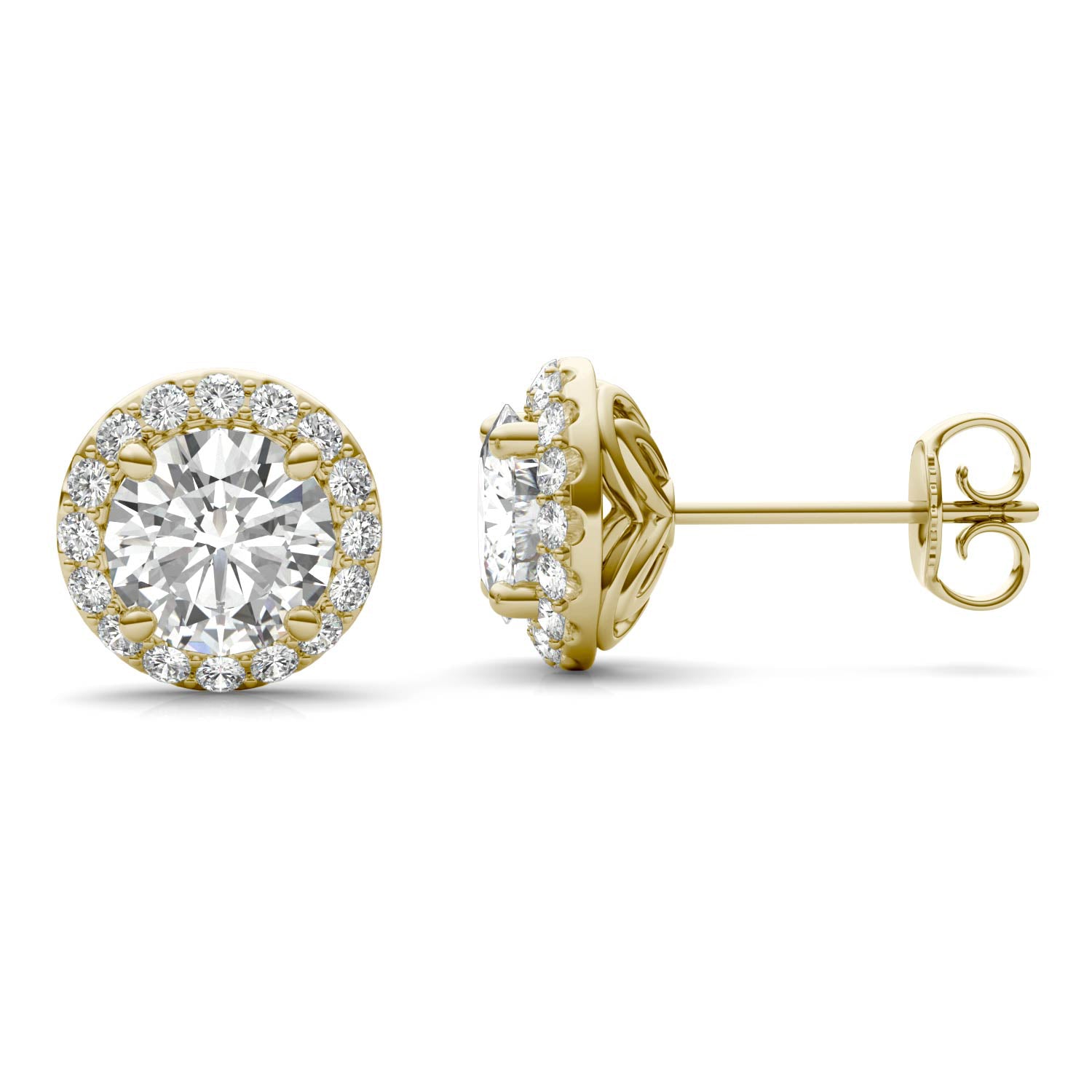 2.40 CTW DEW Round Forever One™ Signature Moissanite Halo Earrings