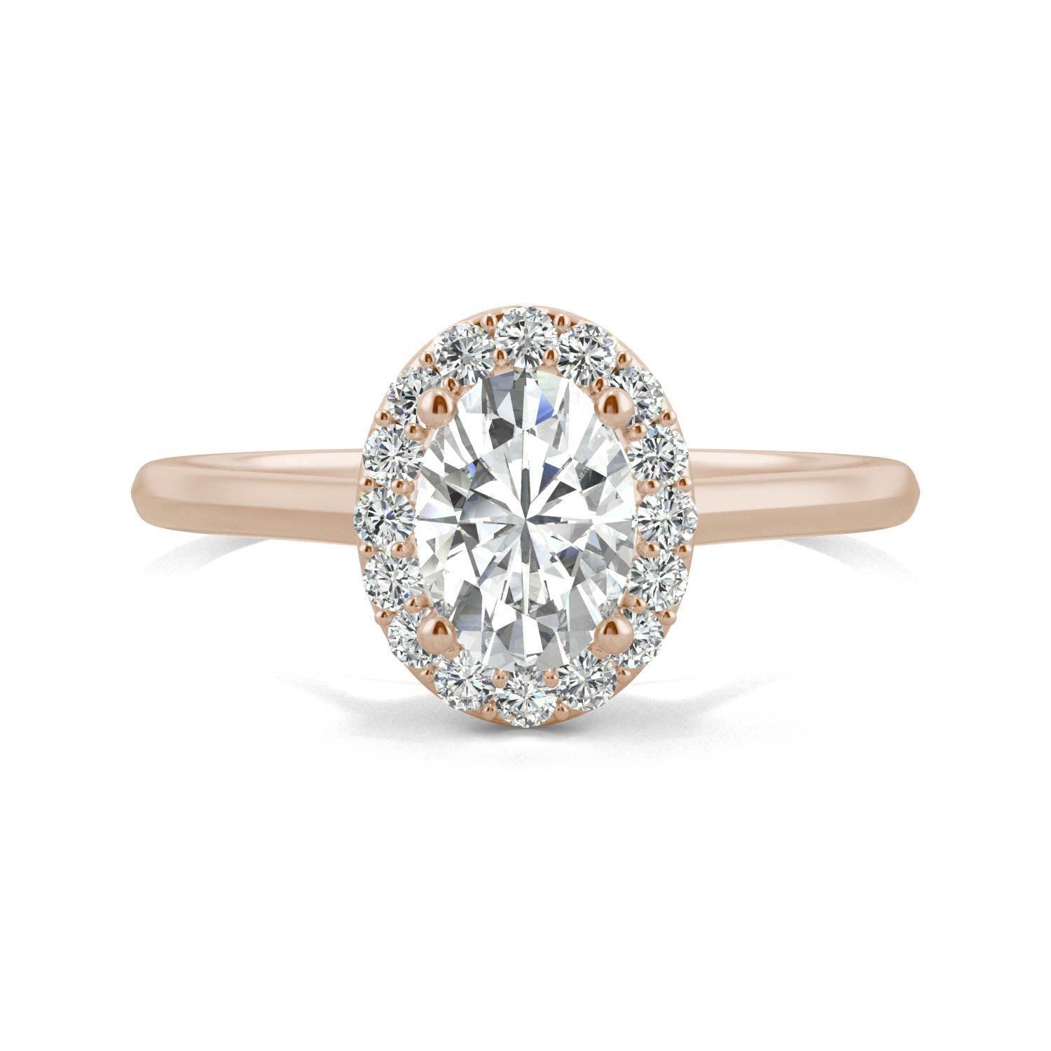 1.08 CTW DEW Oval Forever One™ Moissanite Signature Halo Engagement Ring