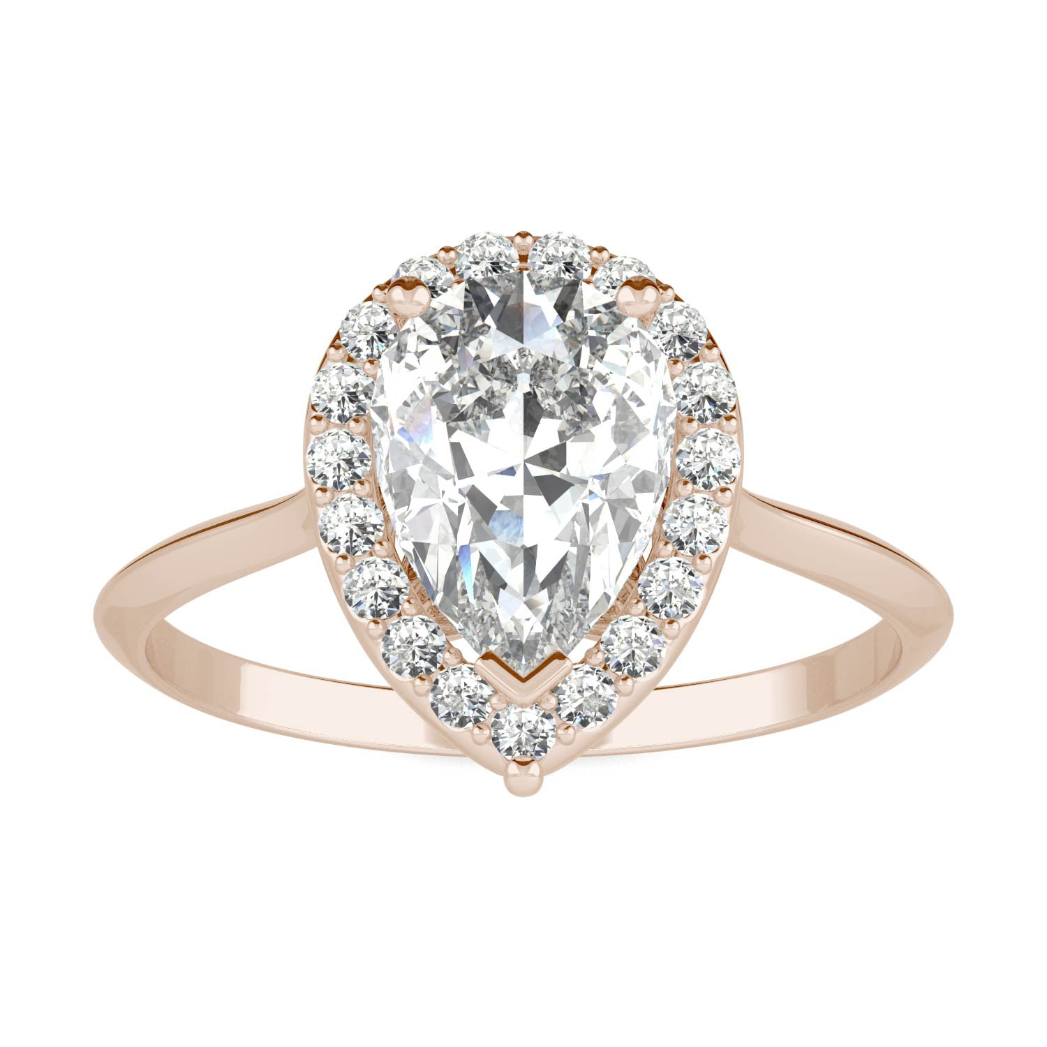 1.71 CTW DEW Pear Forever One™ Moissanite Signature Halo Engagement Ring