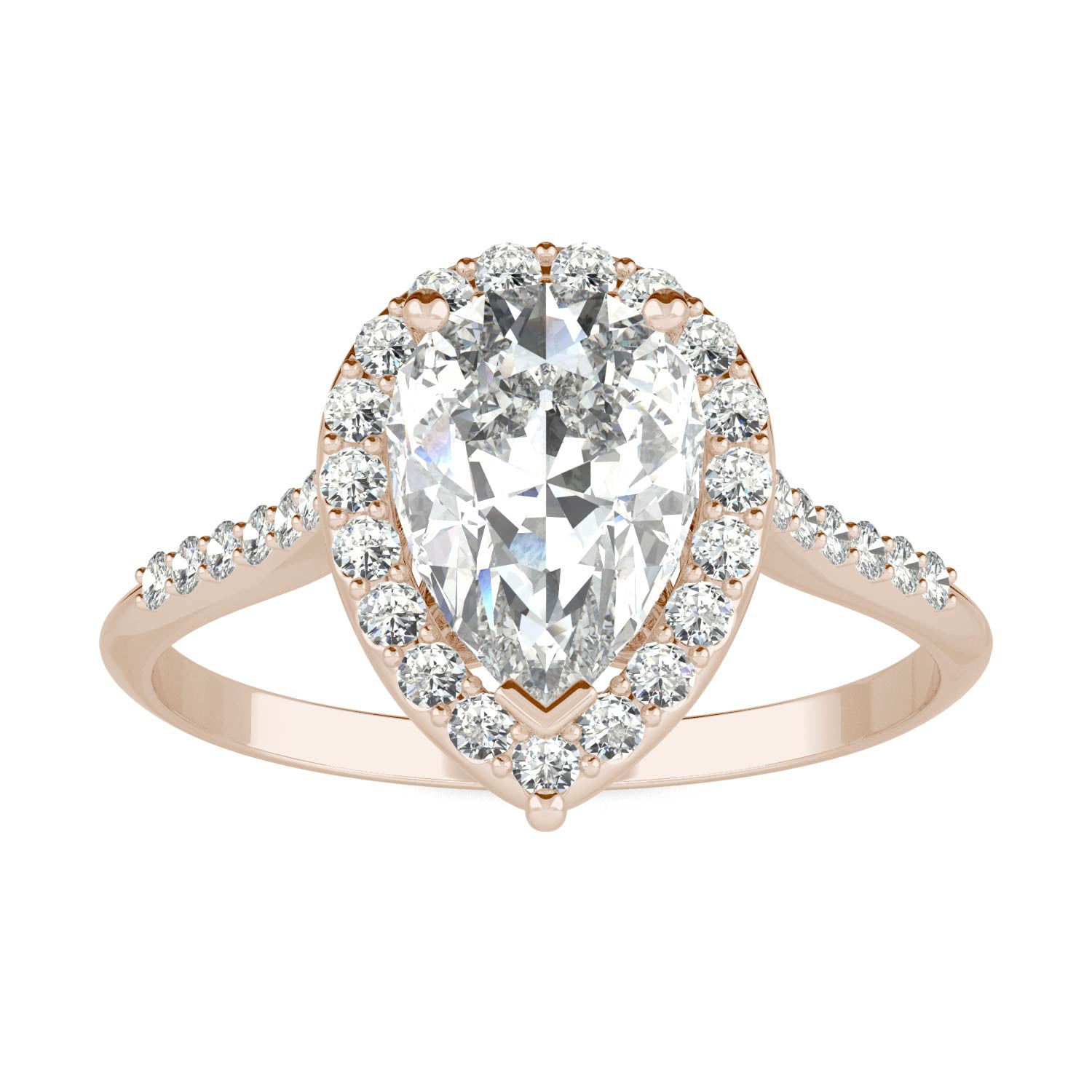 1.84 CTW DEW Pear Forever One™ Moissanite Signature Halo with Side Stones Engagement Ring