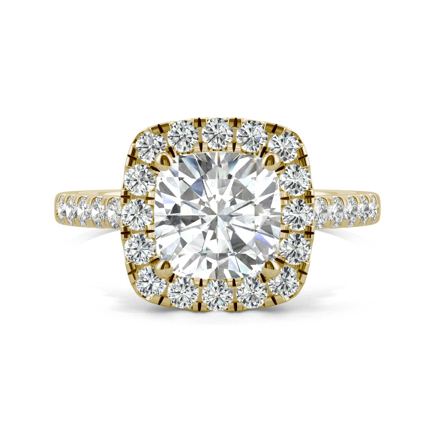 2.59 CTW DEW Cushion Forever One™ Moissanite Halo Engagement Ring