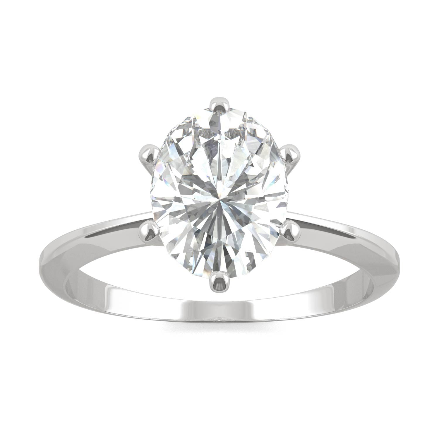 2.10 CTW DEW Oval Forever One™ Moissanite Six Prong Solitaire Ring