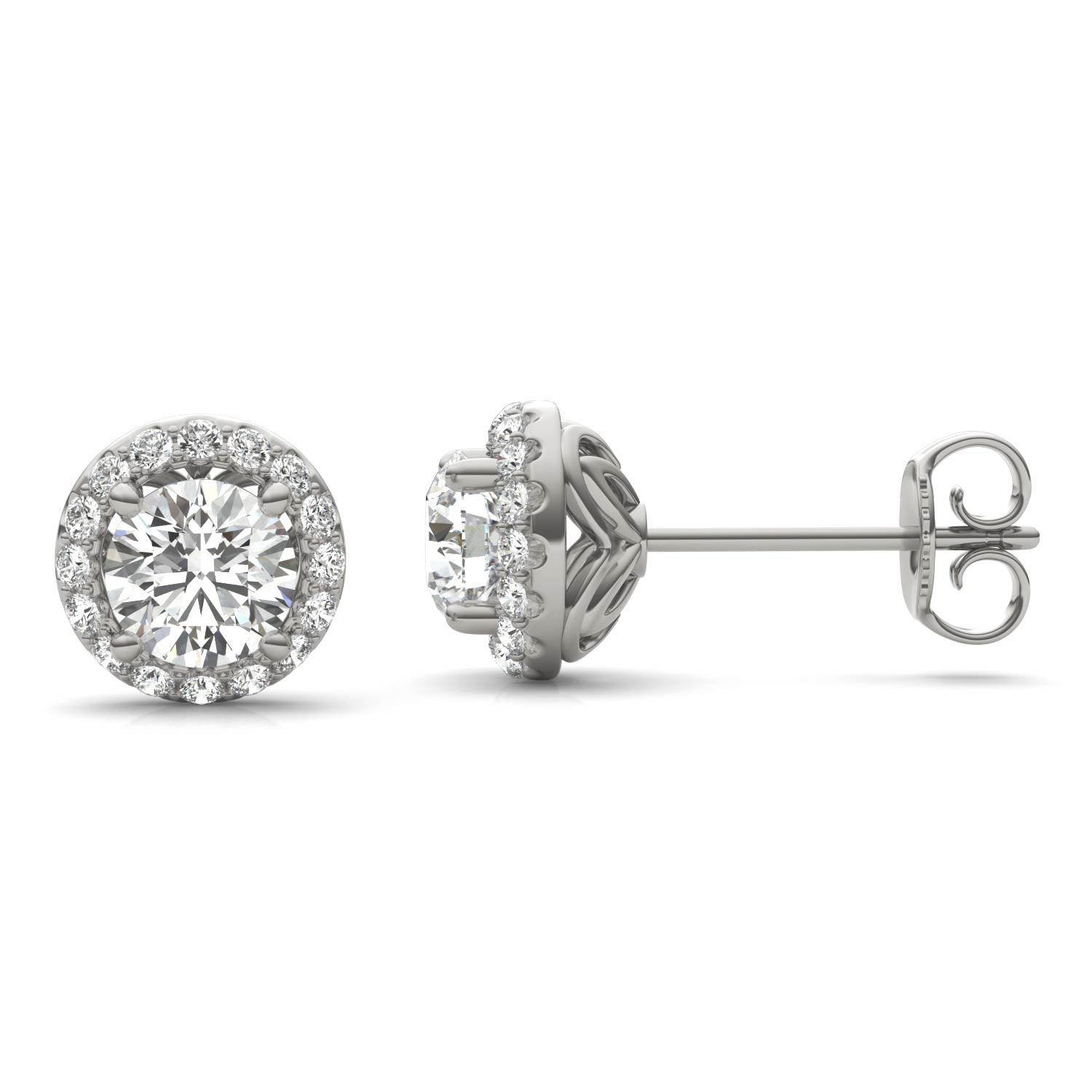 1 1/6 CTW Round Caydia® Lab Grown Diamond Signature Halo Stud Earrings