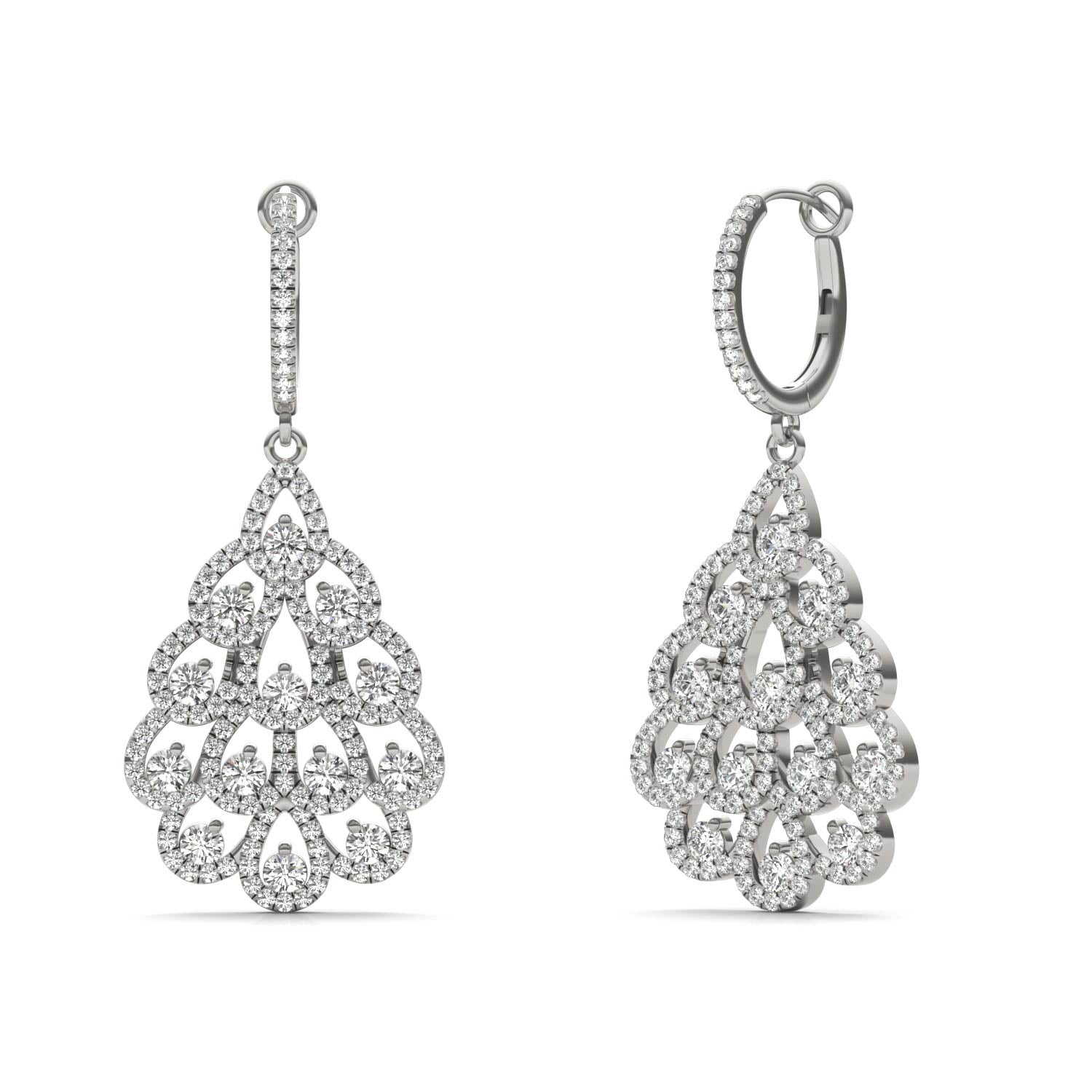 1 3/4 CTW Round Caydia® Lab Grown Diamond Fan Drop Earrings