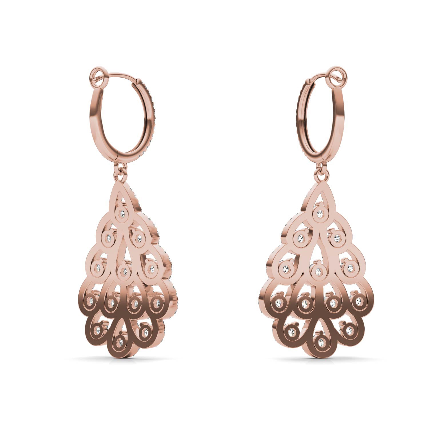 1 3/4 CTW Round Caydia® Lab Grown Diamond Fan Drop Earrings