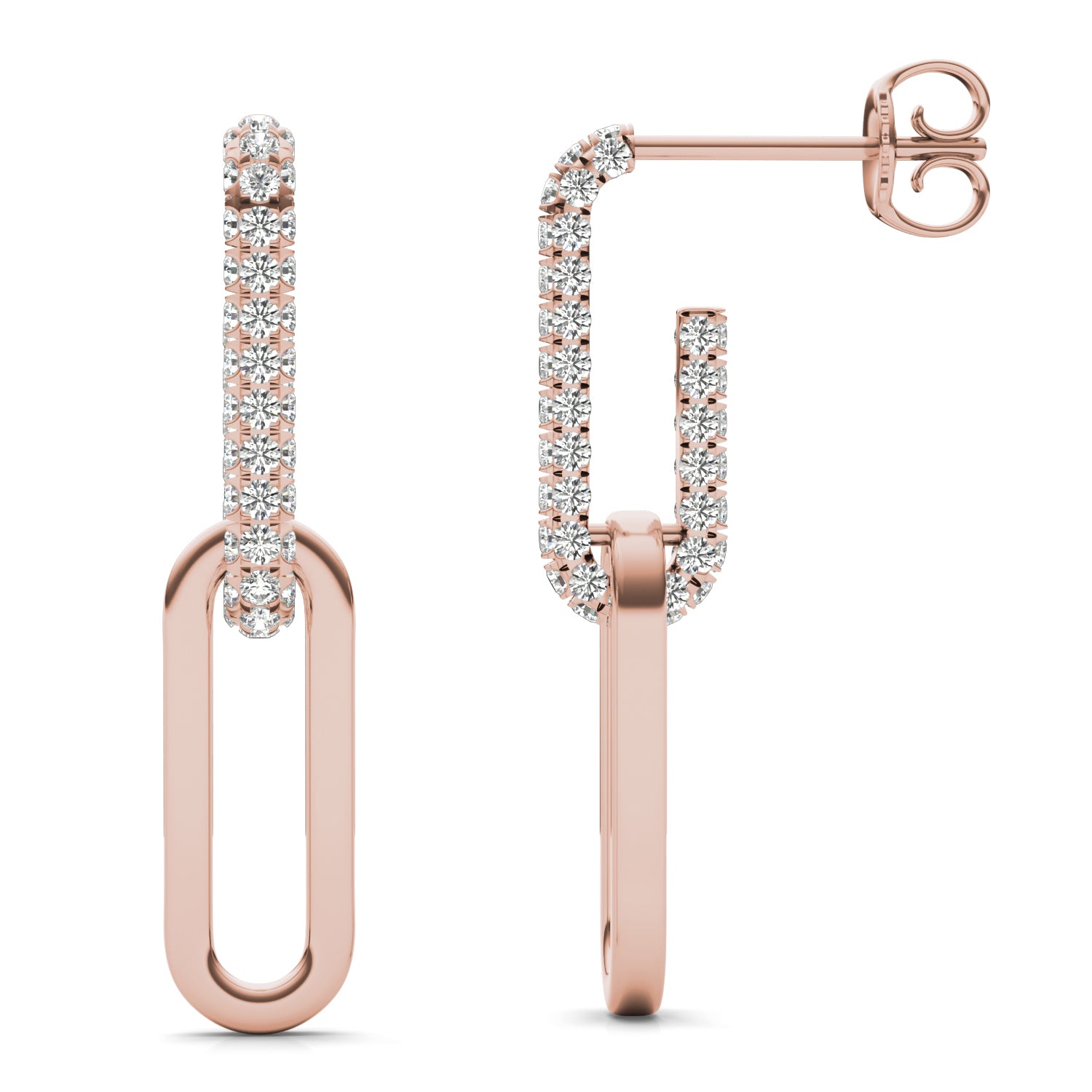 5/8 CTW Round Caydia® Lab Grown Diamond Accented Chain Link Drop Earrings