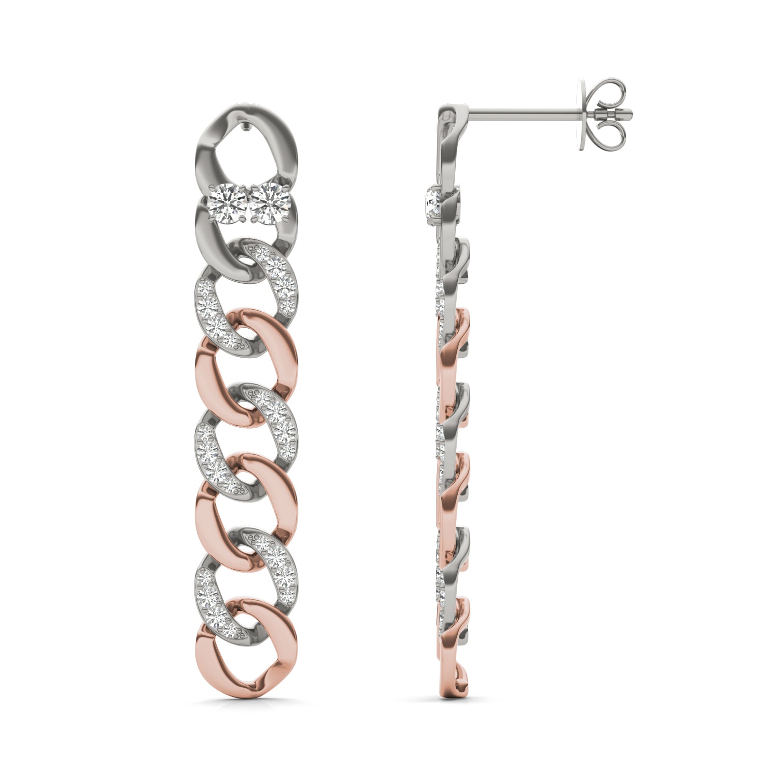 1/2 CTW Round Caydia® Lab Grown Diamond Chain Link Drop Earrings