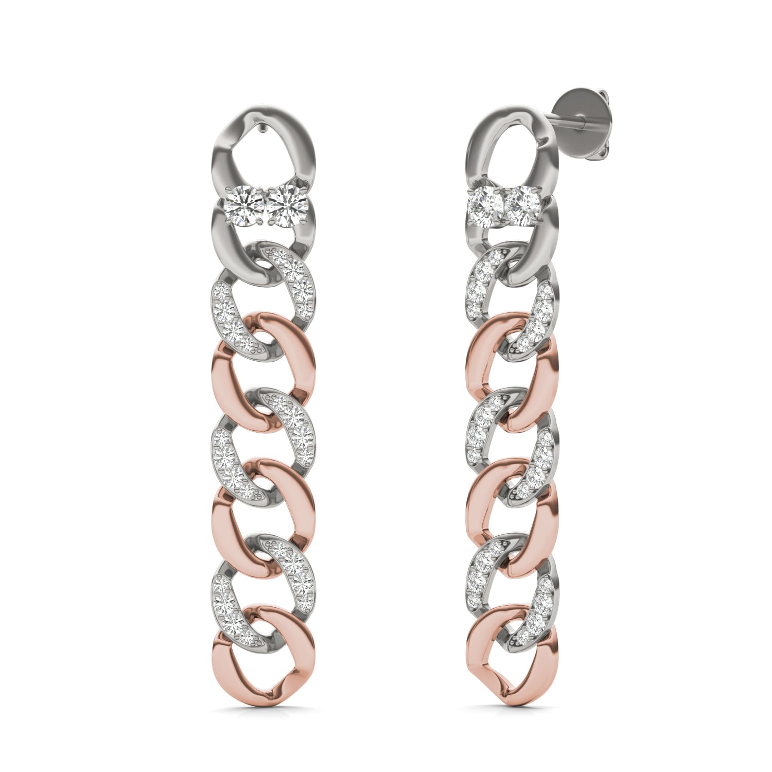 1/2 CTW Round Caydia® Lab Grown Diamond Chain Link Drop Earrings