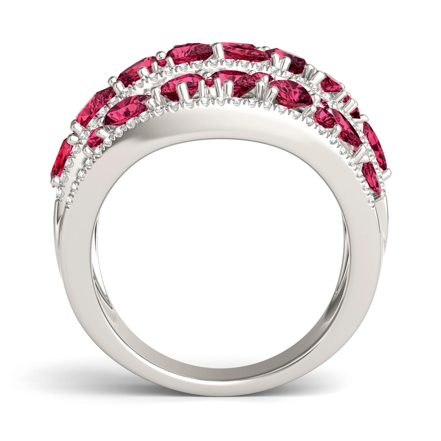 2/5 CTW Round Caydia® Lab Grown Diamond Cluster Statement Ring featuring Created Ruby