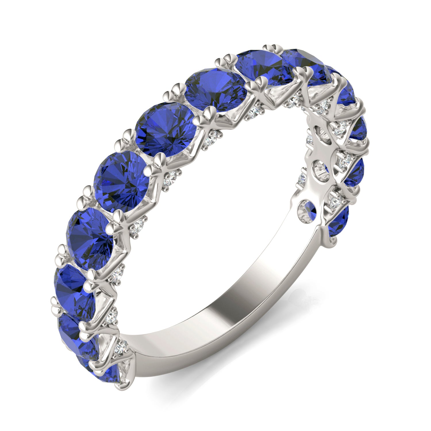 1/4 CTW Round Caydia® Lab Grown Diamond Accented Anniversary Ring featuring Created Sapphire