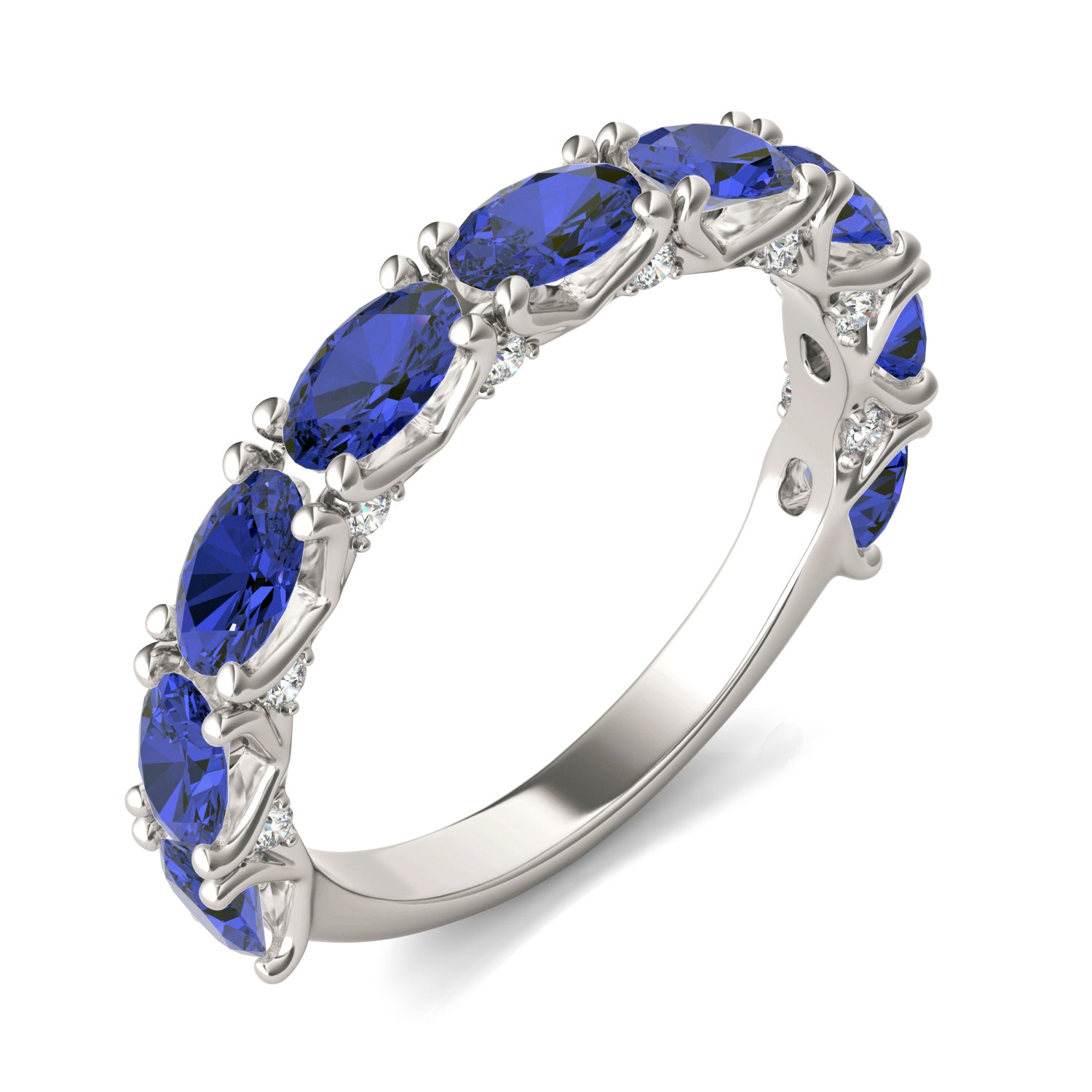 1/6 CTW Round Caydia® Lab Grown Diamond Accented Anniversary Ring featuring Created Sapphire