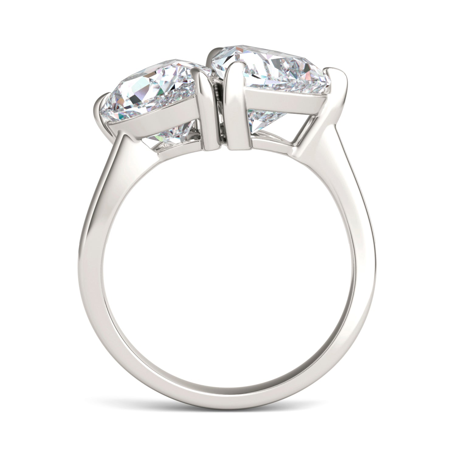 3.70 CTW DEW Pear Forever One™ Moissanite Asymmetrical Toi et Moi Ring