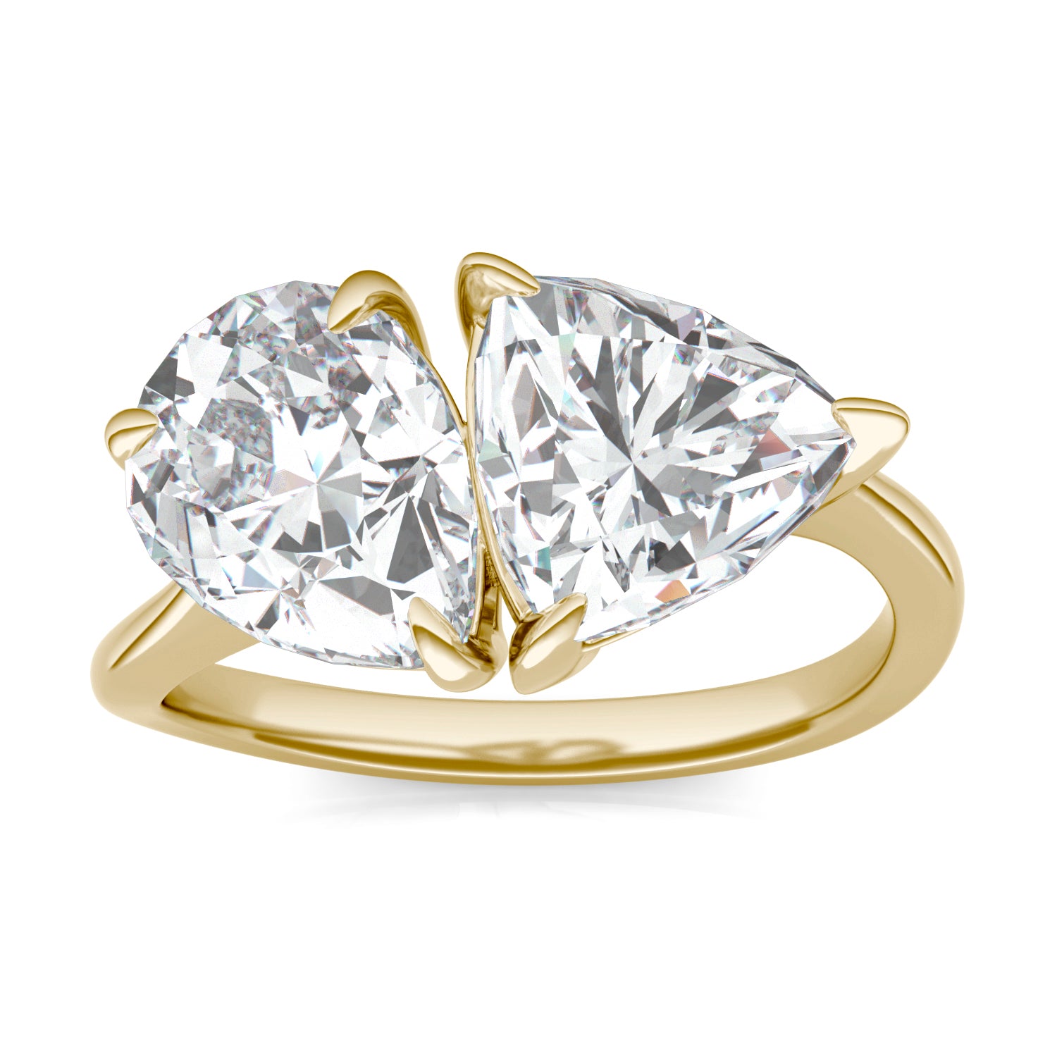 3.70 CTW DEW Pear Forever One™ Moissanite Asymmetrical Toi et Moi Ring