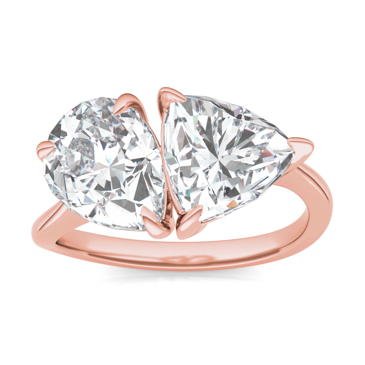 3.70 CTW DEW Pear Forever One™ Moissanite Asymmetrical Toi et Moi Ring