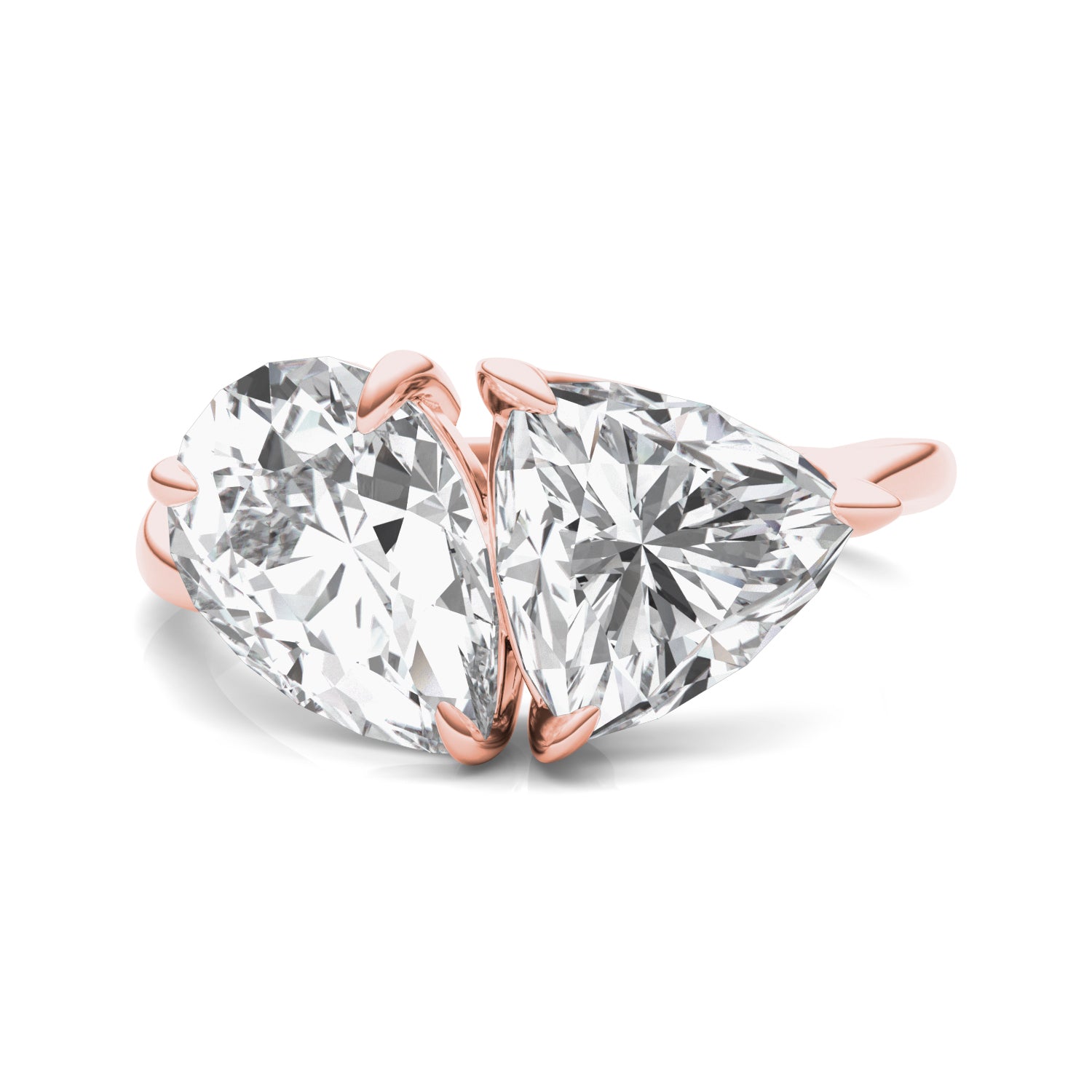 3.70 CTW DEW Pear Forever One™ Moissanite Asymmetrical Toi et Moi Ring