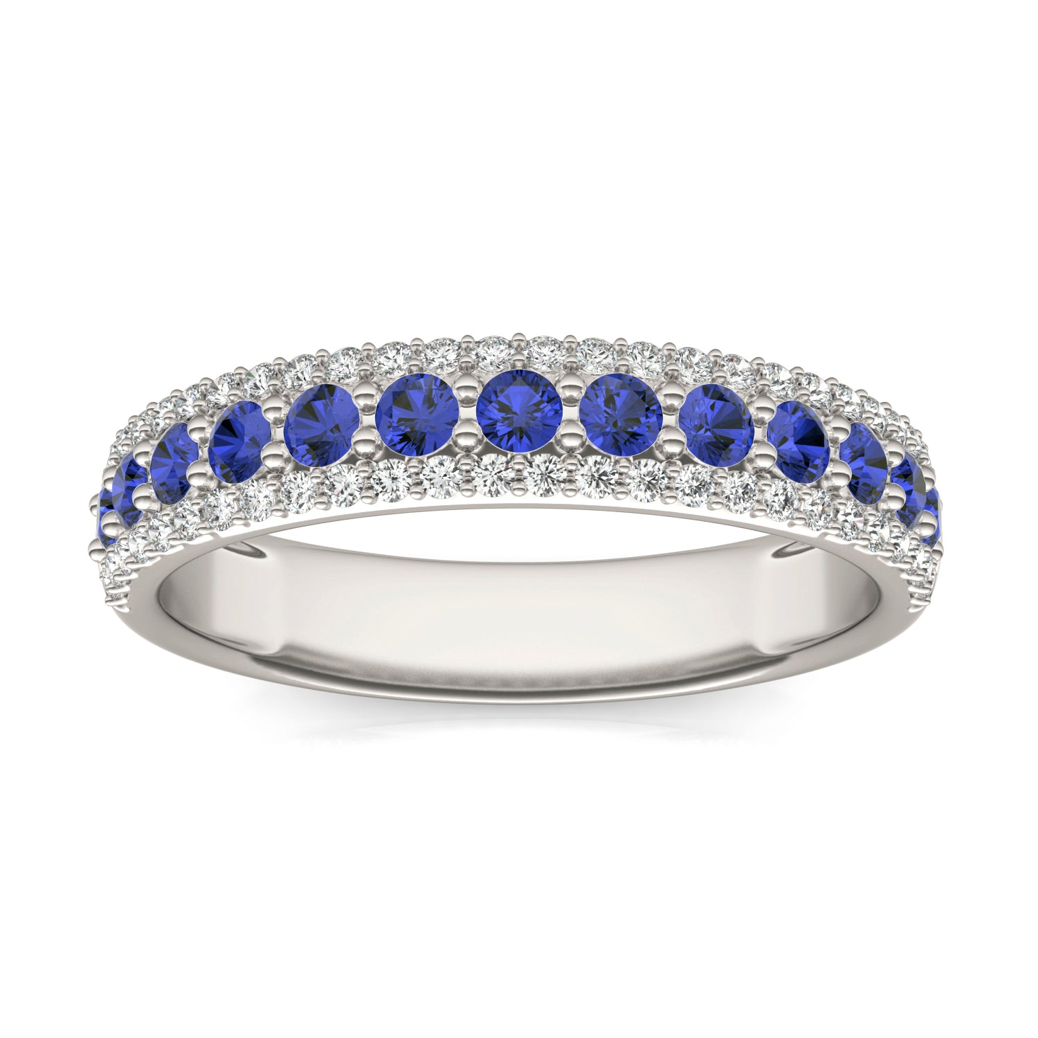 1/4 CTW Round Caydia® Lab Grown Diamond Three Row Band Ring featuring Created Sapphire