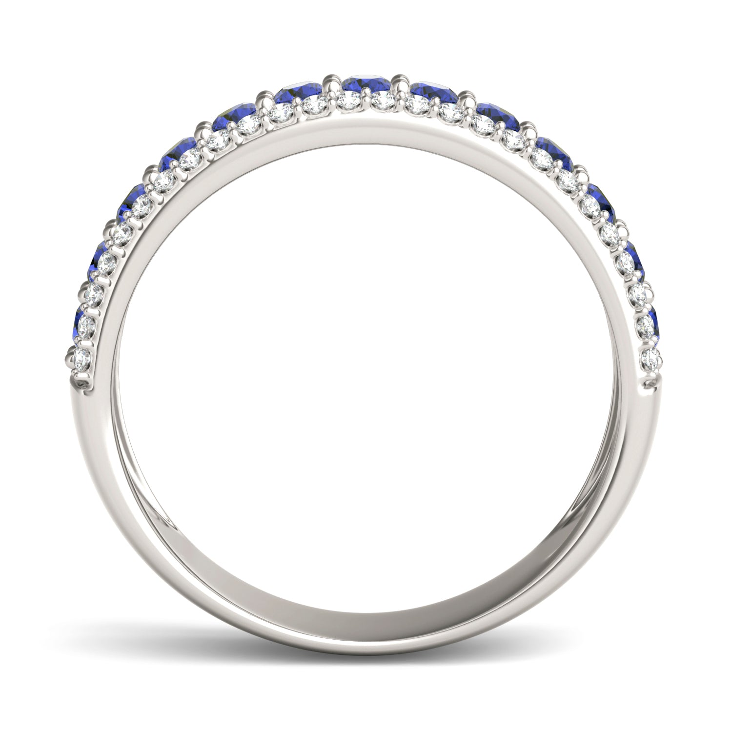 1/4 CTW Round Caydia® Lab Grown Diamond Three Row Band Ring featuring Created Sapphire