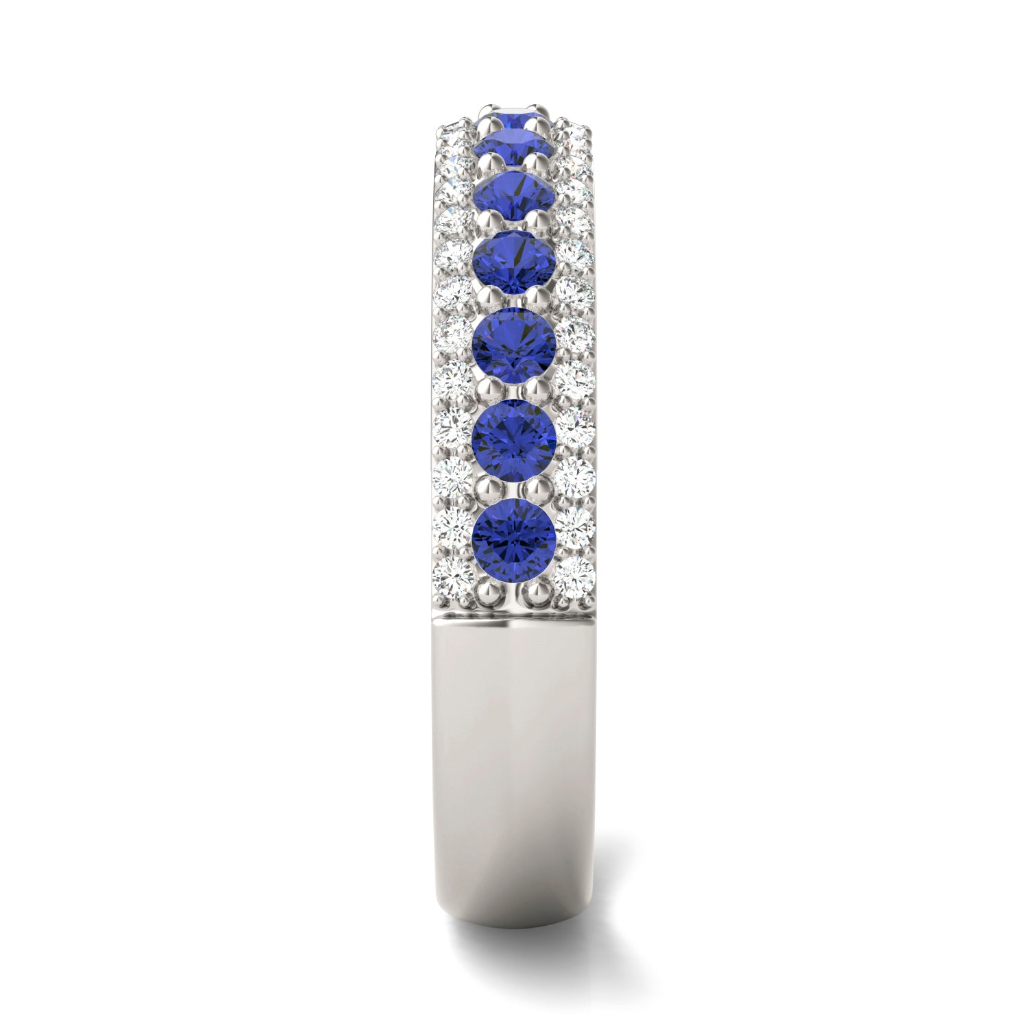 1/4 CTW Round Caydia® Lab Grown Diamond Three Row Band Ring featuring Created Sapphire