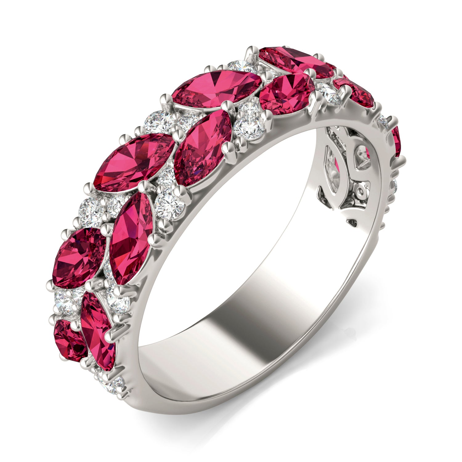 2/5 CTW Round Caydia® Lab Grown Diamond Accented Anniversary Ring featuring Created Ruby