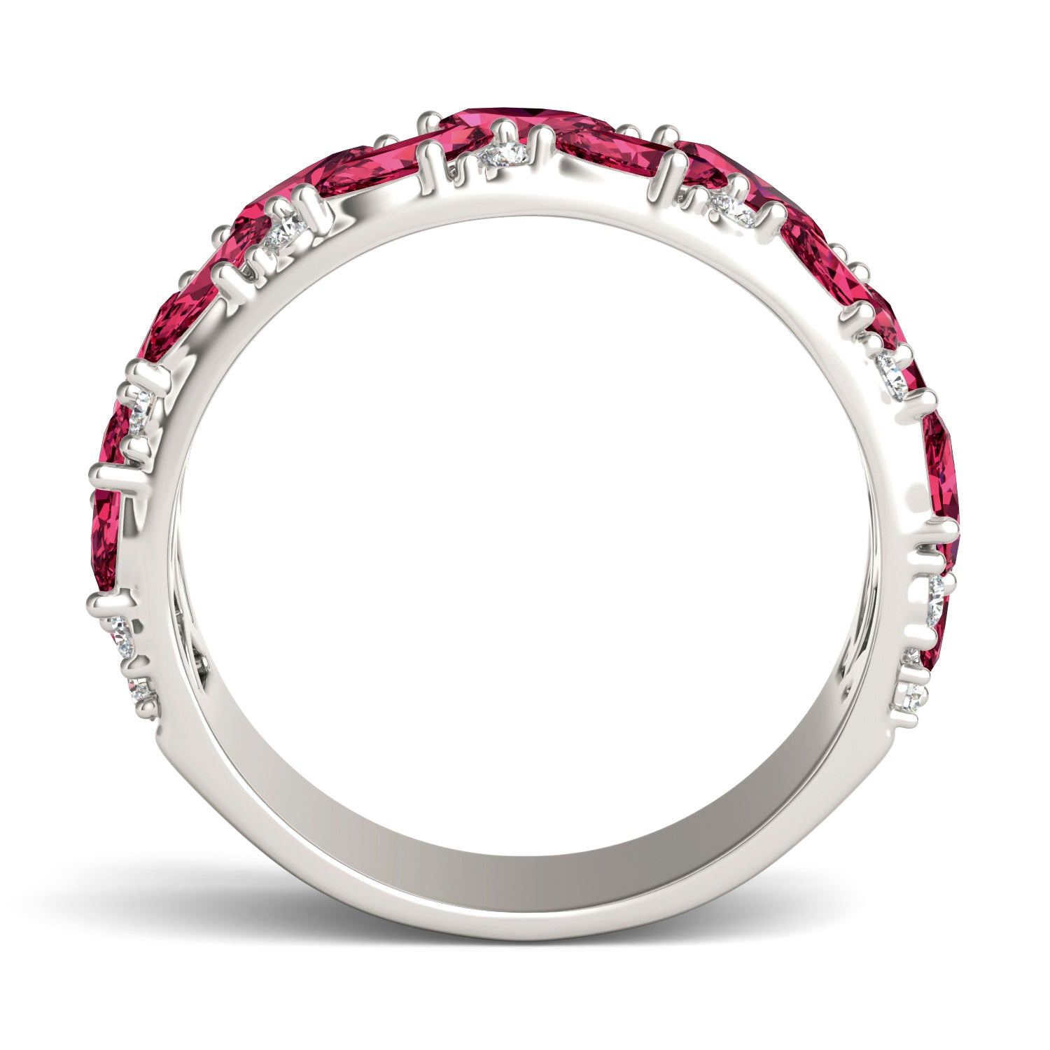 2/5 CTW Round Caydia® Lab Grown Diamond Accented Anniversary Ring featuring Created Ruby