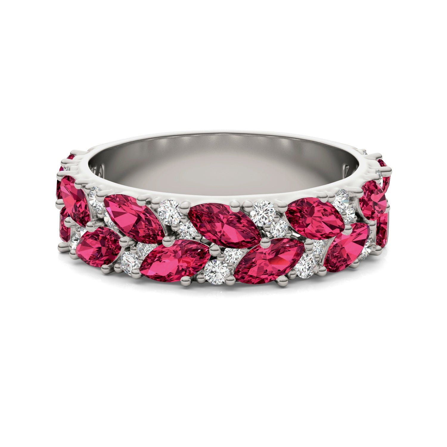 2/5 CTW Round Caydia® Lab Grown Diamond Accented Anniversary Ring featuring Created Ruby