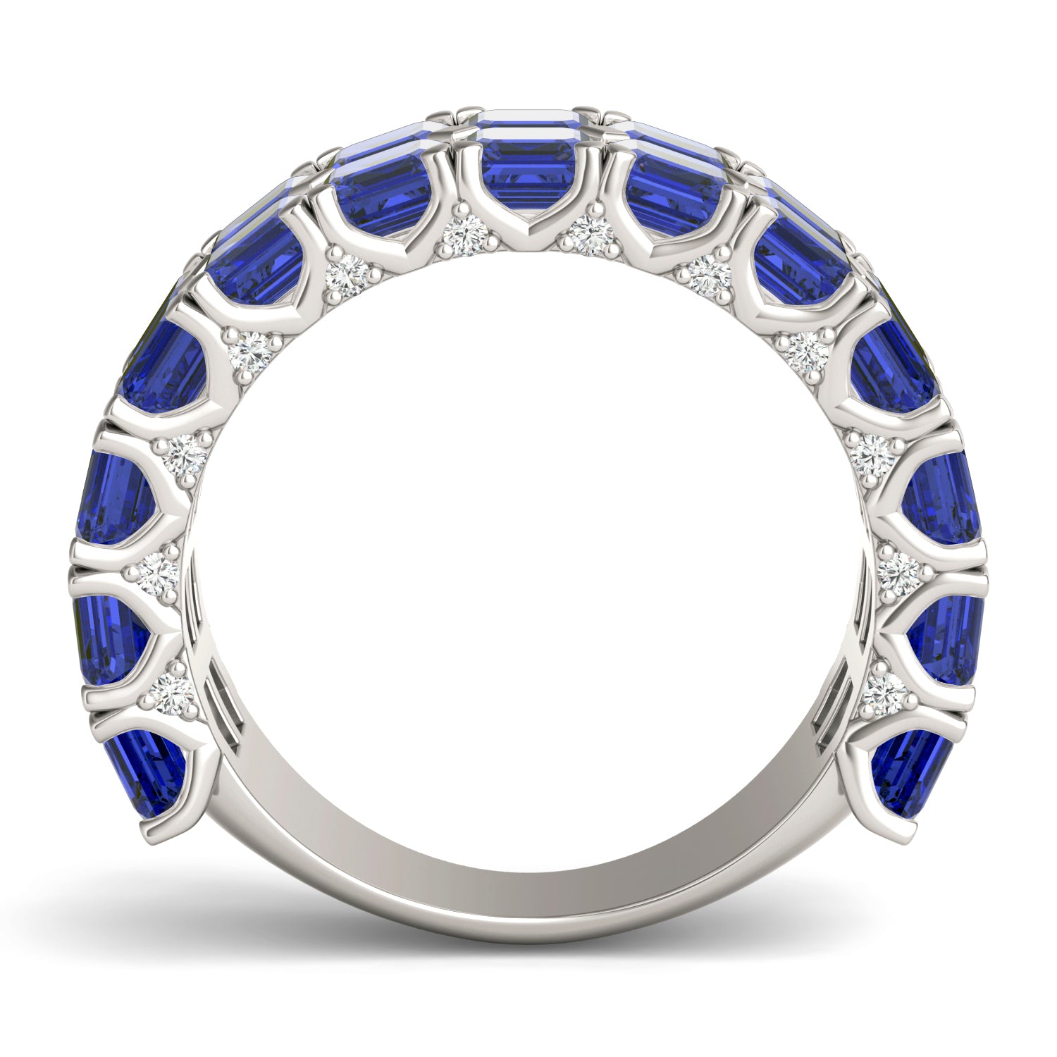 1/6 CTW Round Caydia® Lab Grown Diamond Two Row Anniversary Ring featuring Created Sapphire