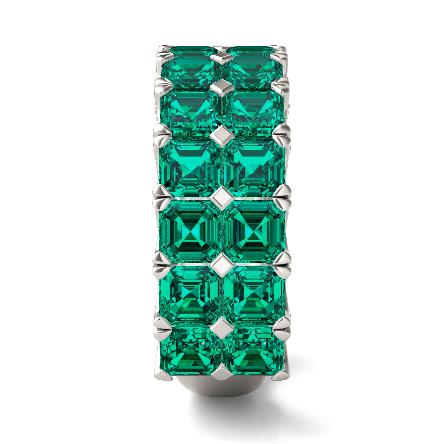 1/6 CTW Round Caydia® Lab Grown Diamond Two Row Anniversary Ring featuring Created Emerald