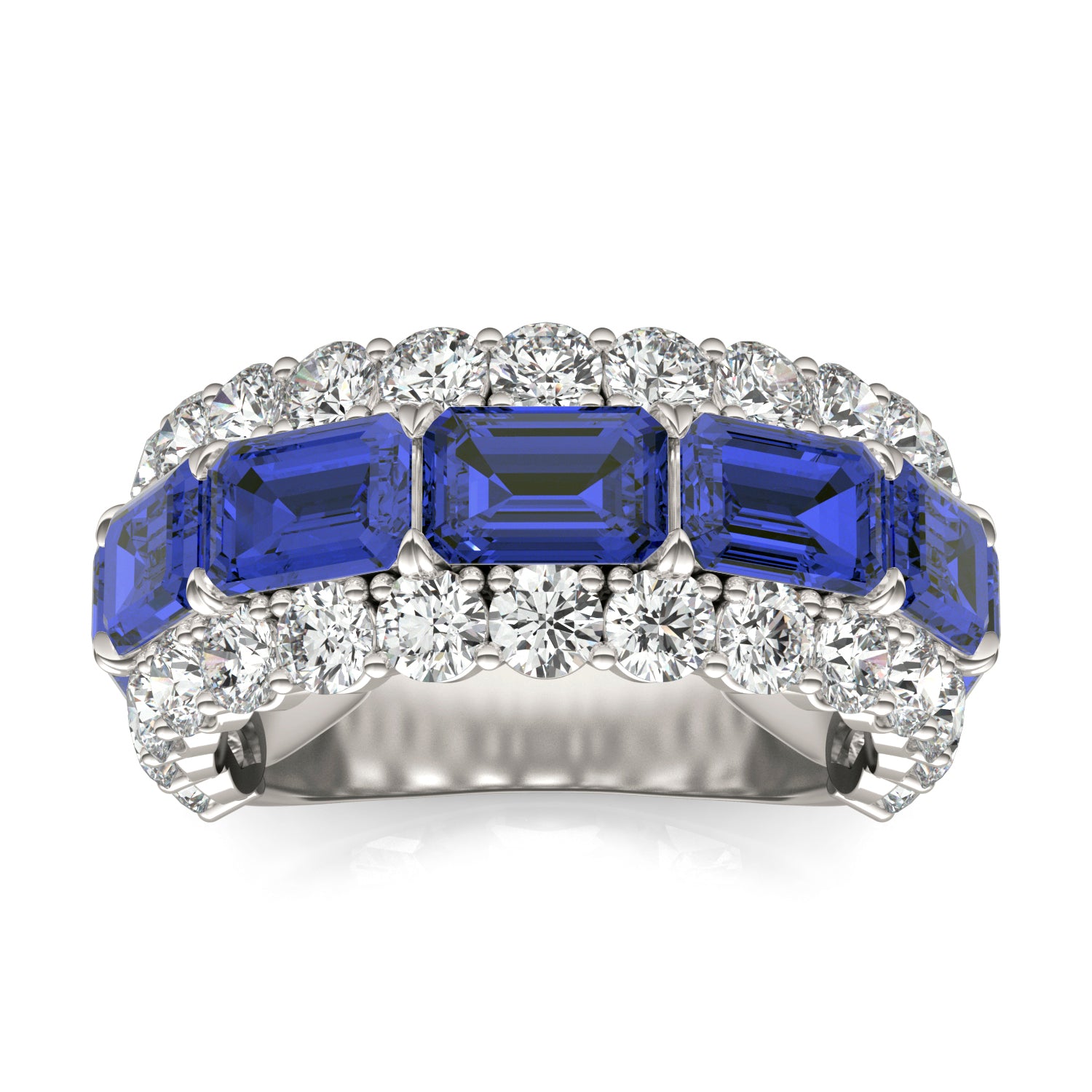 2 2/5 CTW Round Caydia® Lab Grown Diamond Three Row Ring featuring Created Sapphire