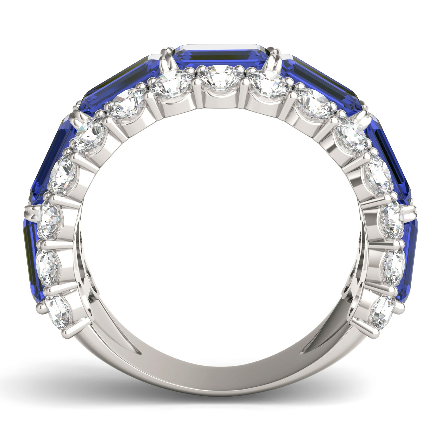 2 2/5 CTW Round Caydia® Lab Grown Diamond Three Row Ring featuring Created Sapphire