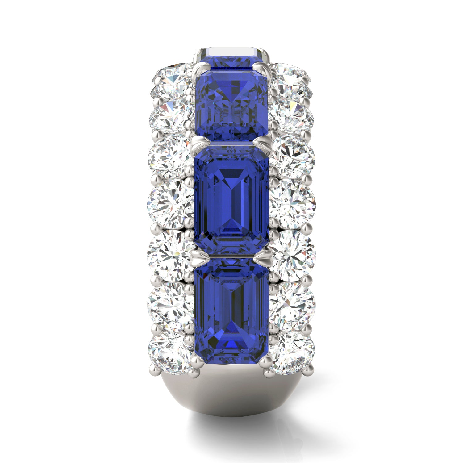 2 2/5 CTW Round Caydia® Lab Grown Diamond Three Row Ring featuring Created Sapphire