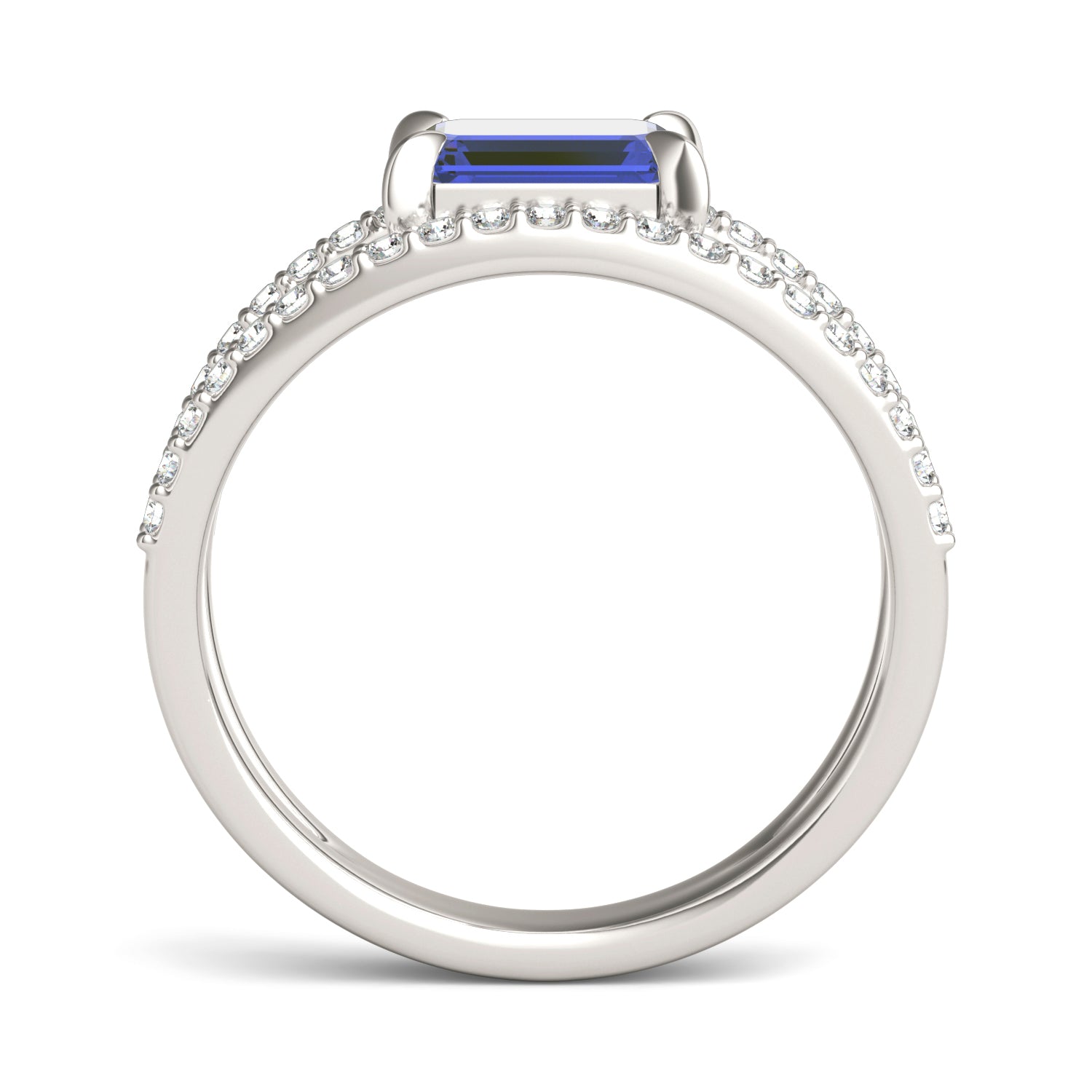 1/3 CTW Round Caydia® Lab Grown Diamond Split Shank Ring featuring Created Sapphire