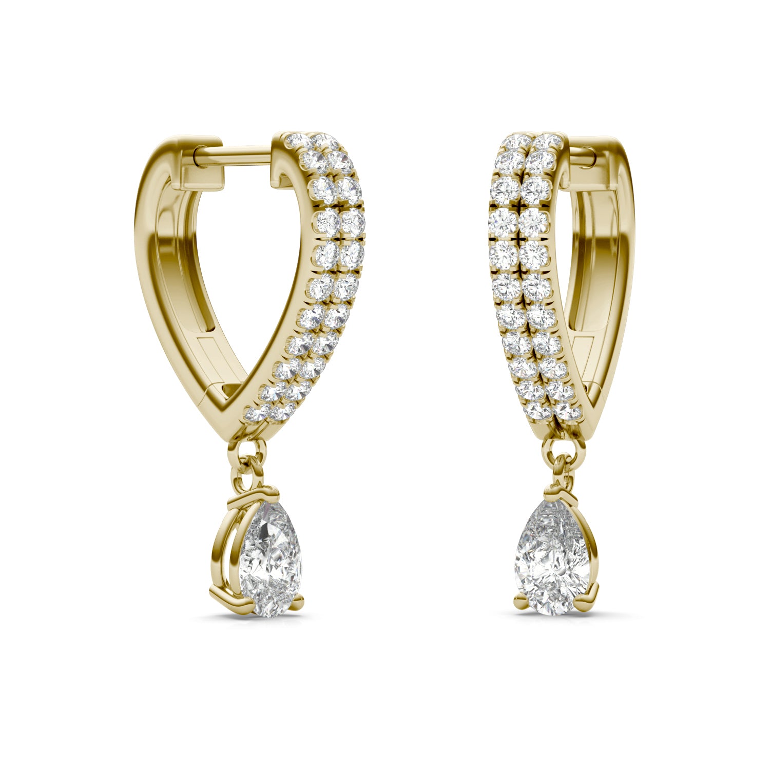 1 1/10 CTW Pear Caydia® Lab Grown Diamond Huggie Drop Earrings