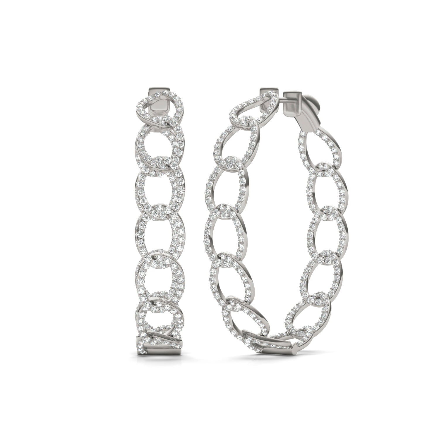 2 2/5 CTW Round Caydia® Lab Grown Diamond Couture Chain Hoop Earrings