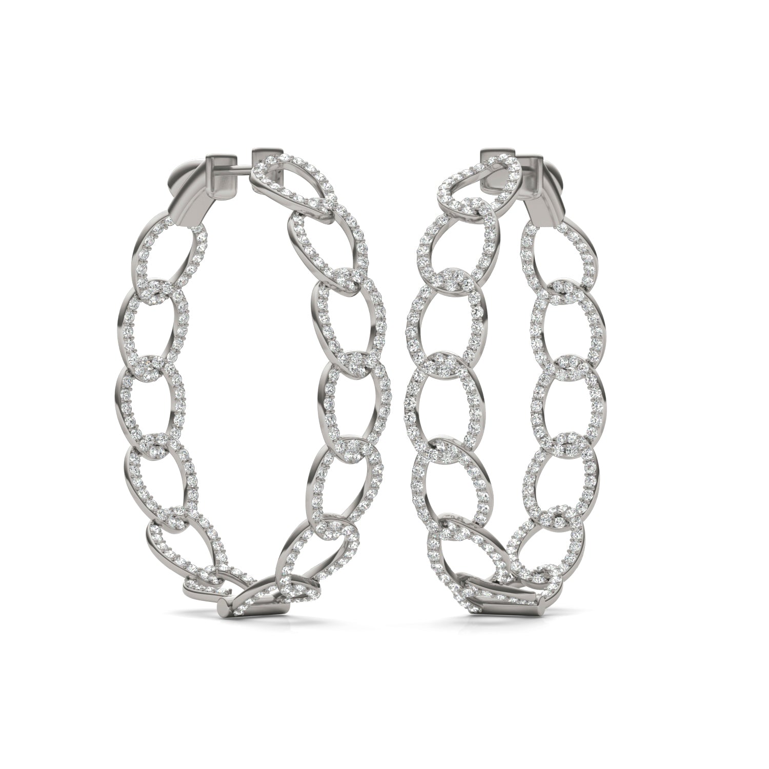 2 2/5 CTW Round Caydia® Lab Grown Diamond Couture Chain Hoop Earrings